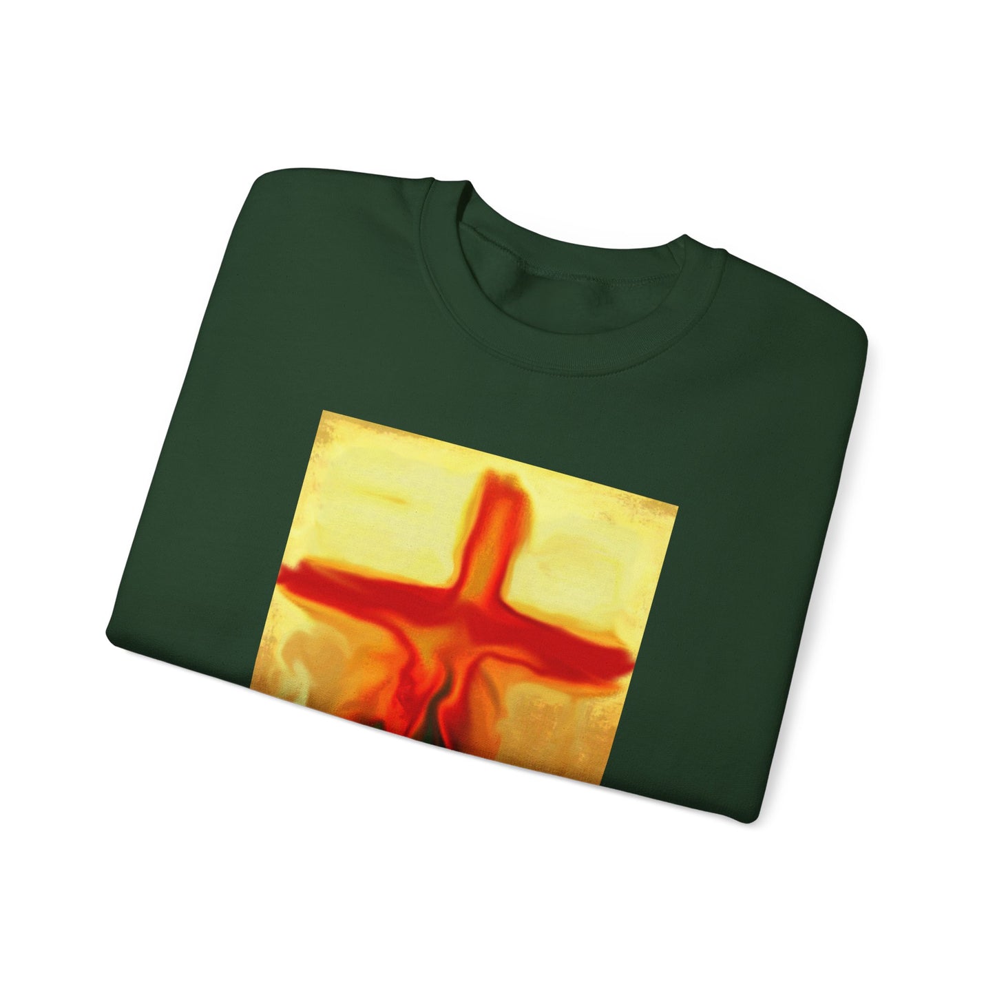 "Rose Petals - Enlightened Spirit Crewneck Sweatshirt – Spiritual Cross Art Painting”