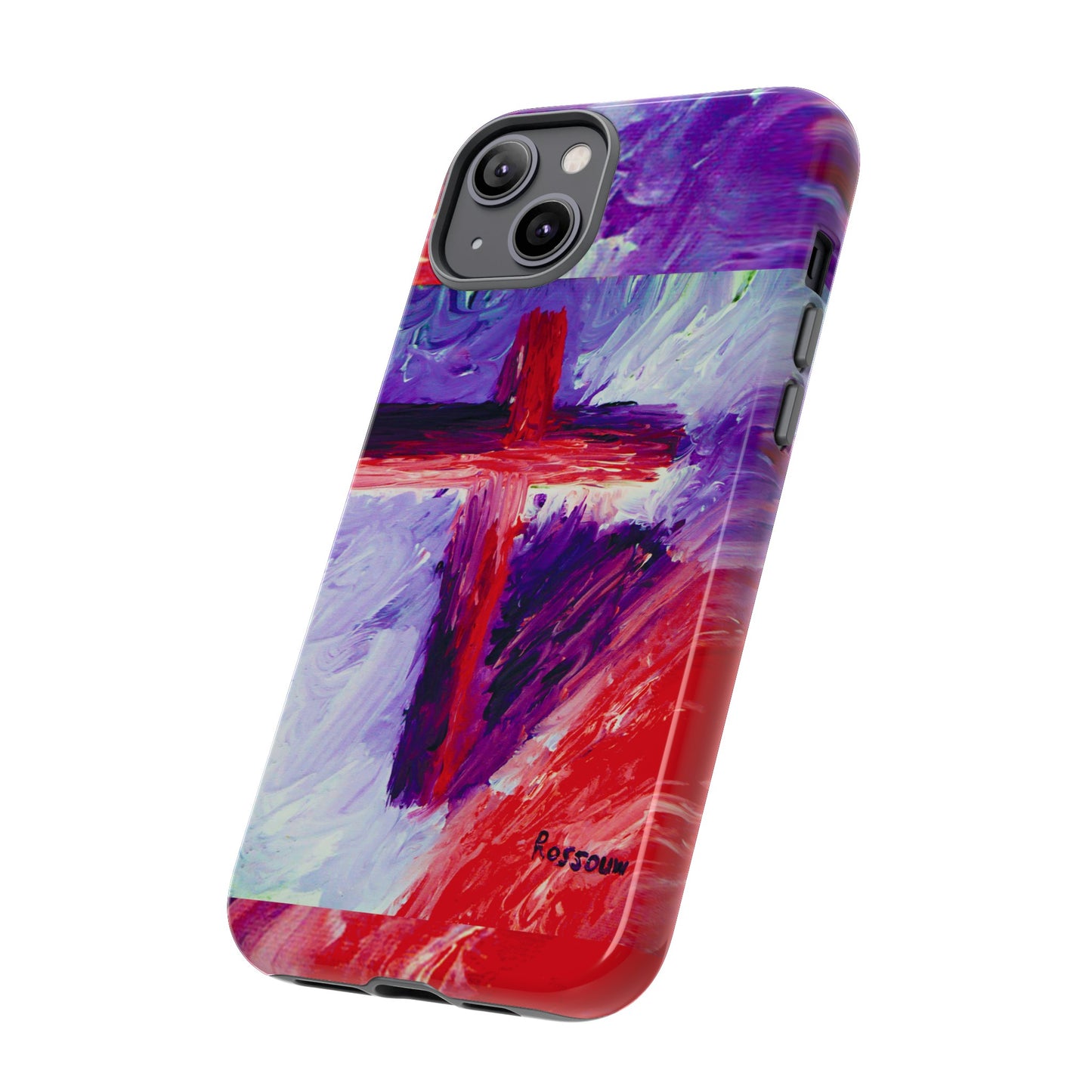 "Candy Skies - Divine Cross Protective Phone Case – Dual Layer Protection"