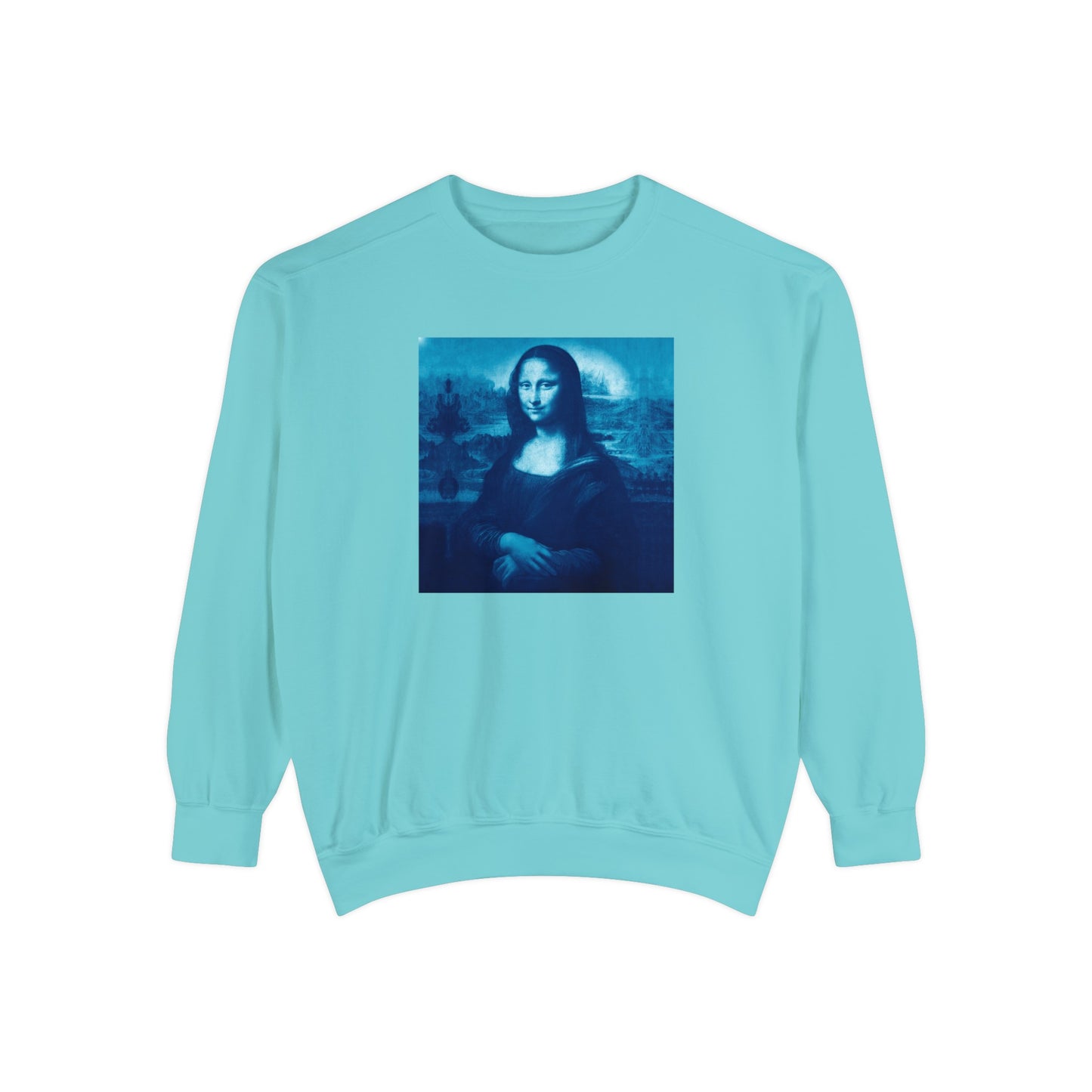 Mona Lisa (blue): Luxurious Unisex Garment-Dyed Sweatshirt