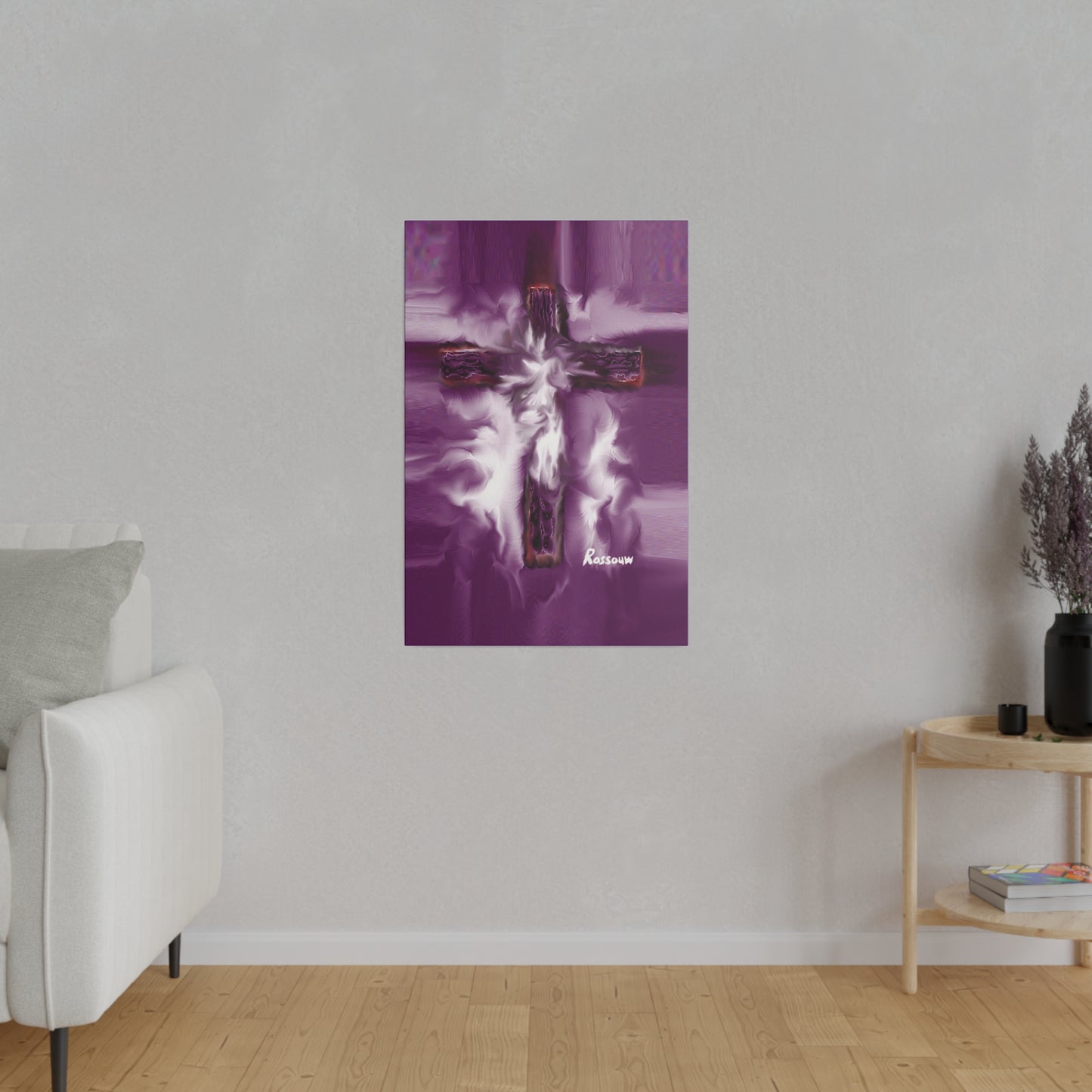 "Powerful Cross Painting - Inspirational Art by Rossouw on Matte Canvas"