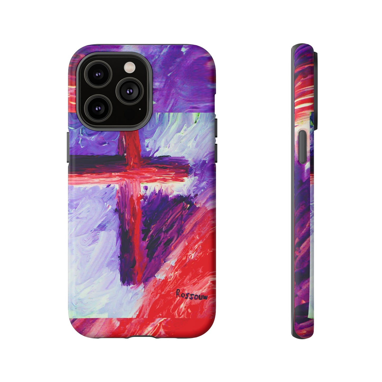 "Candy Skies - Divine Cross Protective Phone Case – Dual Layer Protection"