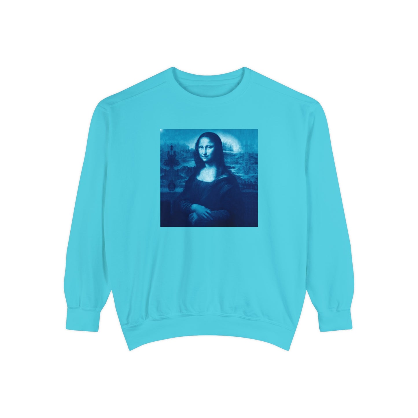 Mona Lisa (blue): Luxurious Unisex Garment-Dyed Sweatshirt