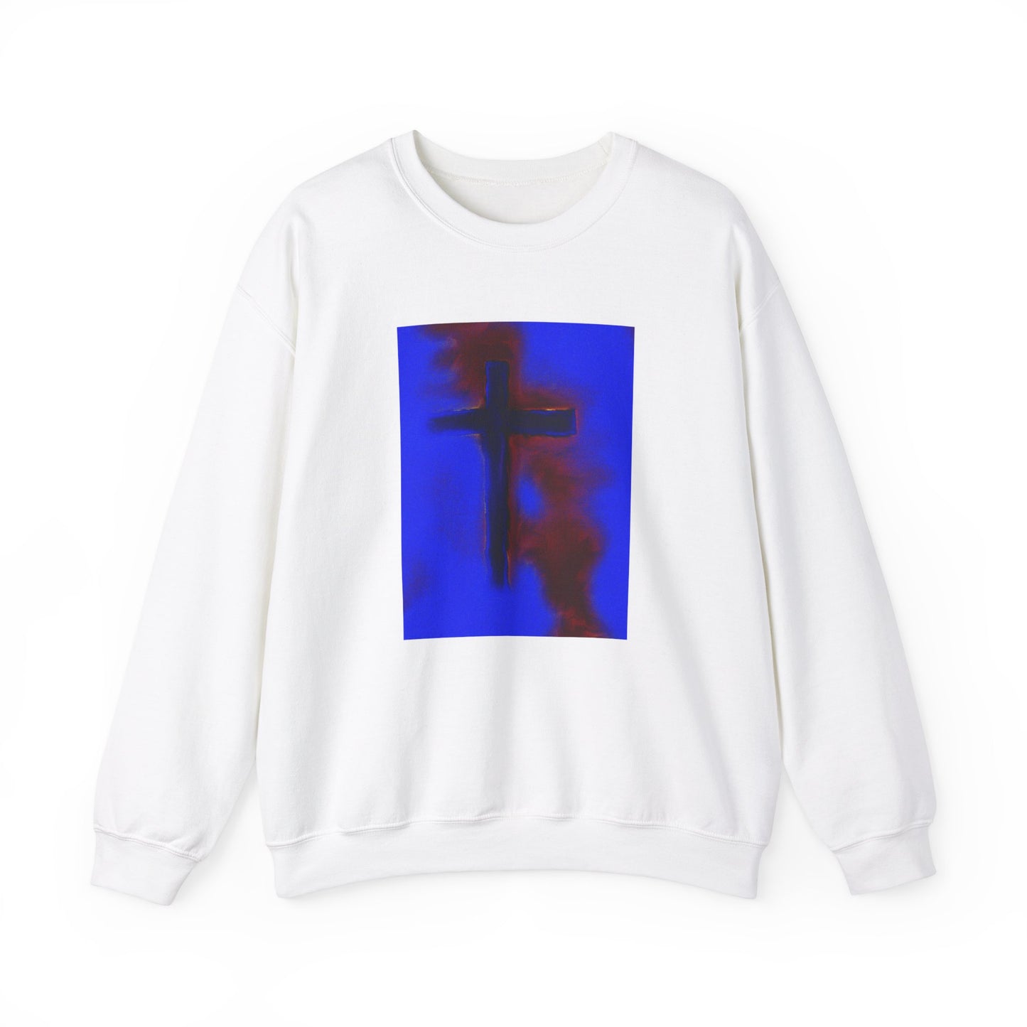 "Rise Up - Enlightened Spirit Crewneck Sweatshirt – Spiritual Cross Painting”