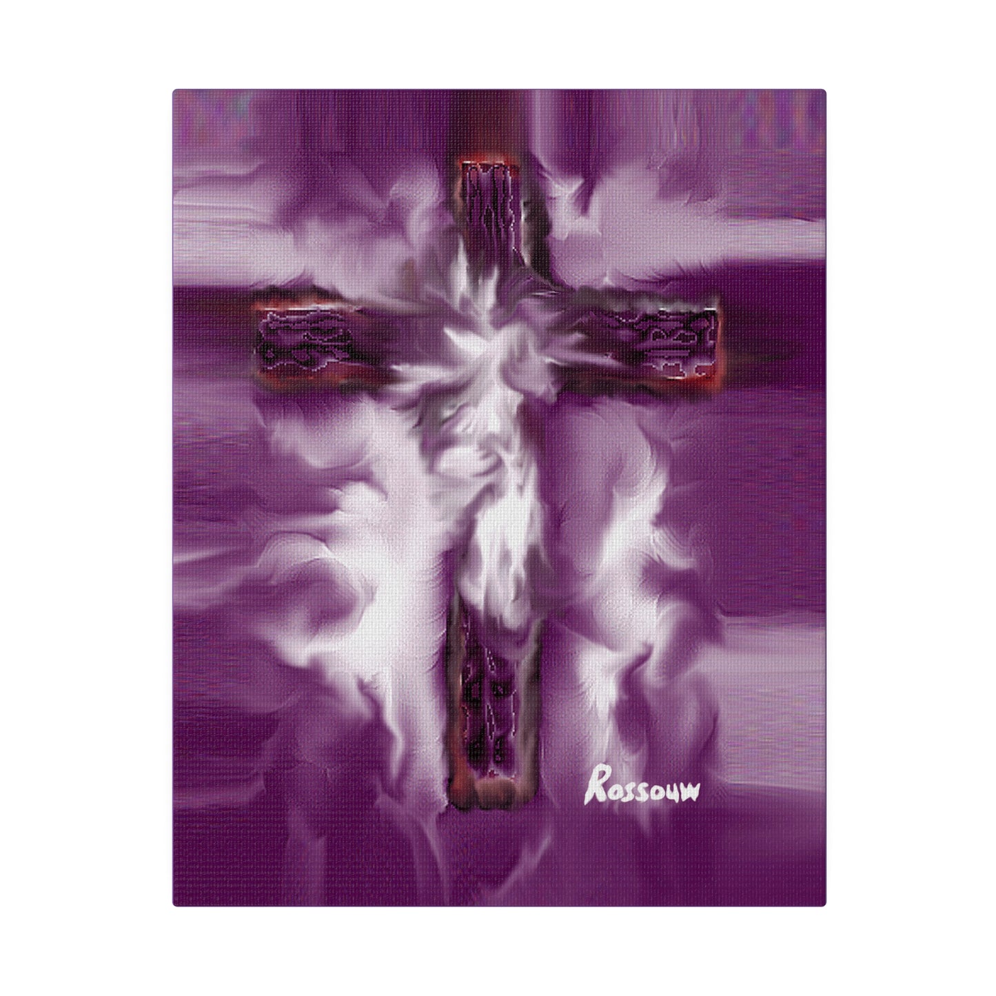 "Powerful Cross Painting - Inspirational Art by Rossouw on Matte Canvas"