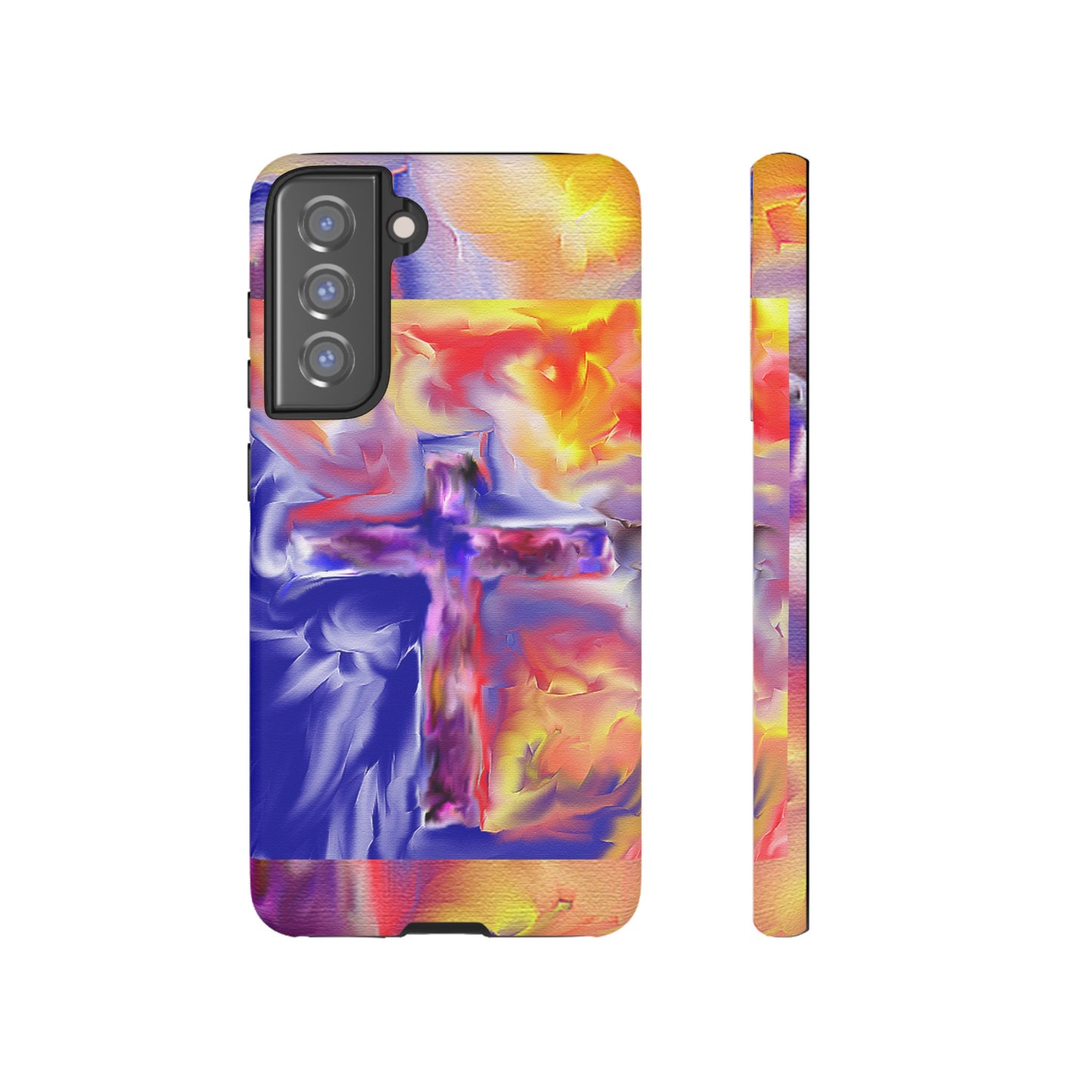 "Golden Rainbow - Divine Cross Protective Phone Case"