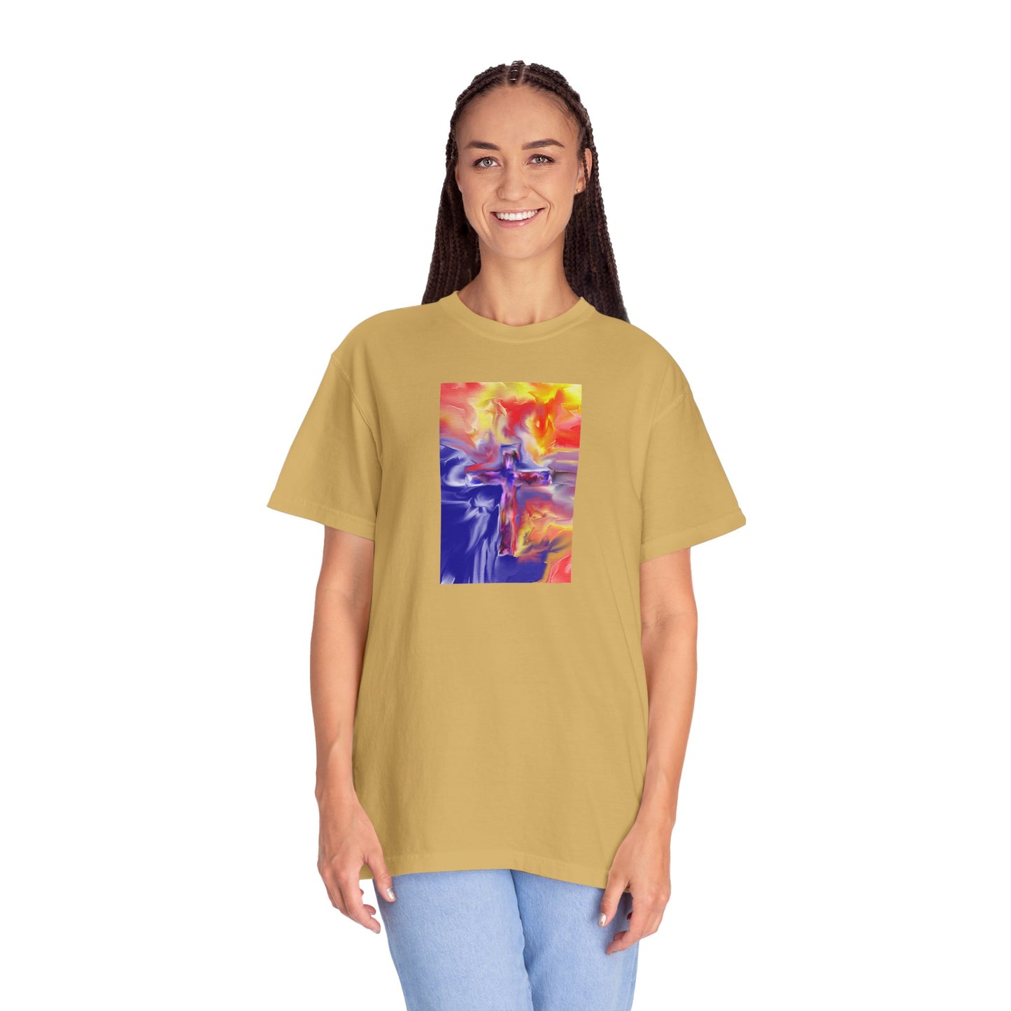 “Golden Rainbow - Spiritual Art Unisex Dyed T-Shirt – Comfort Colors 1717"