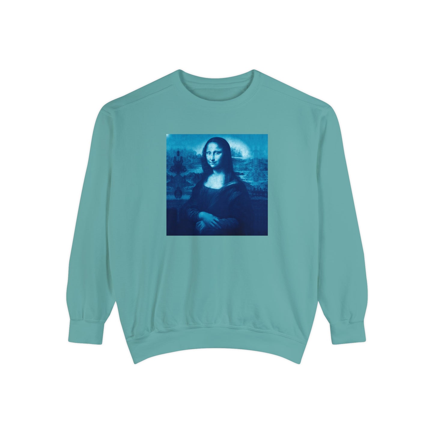 Mona Lisa (blue): Luxurious Unisex Garment-Dyed Sweatshirt