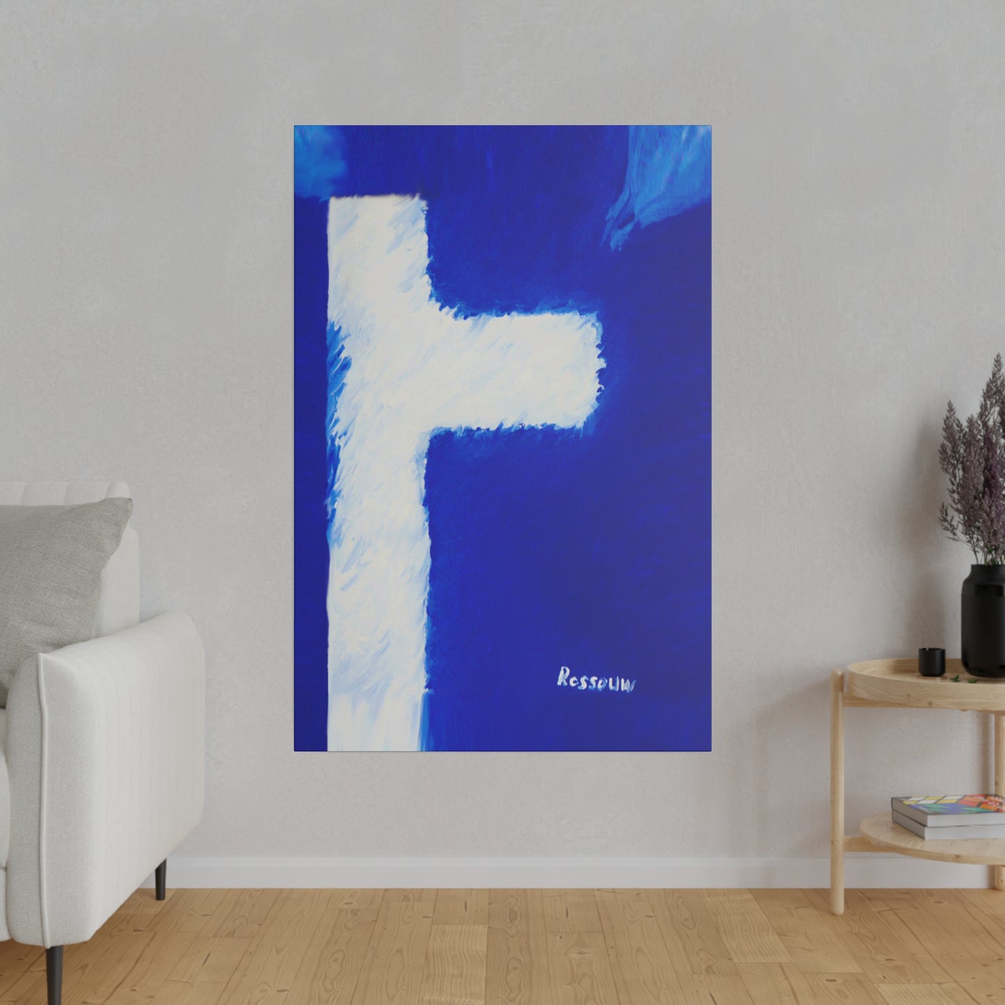 "Powerful Cross Painting - Inspirational Art by Rossouw on Matte Canvas"