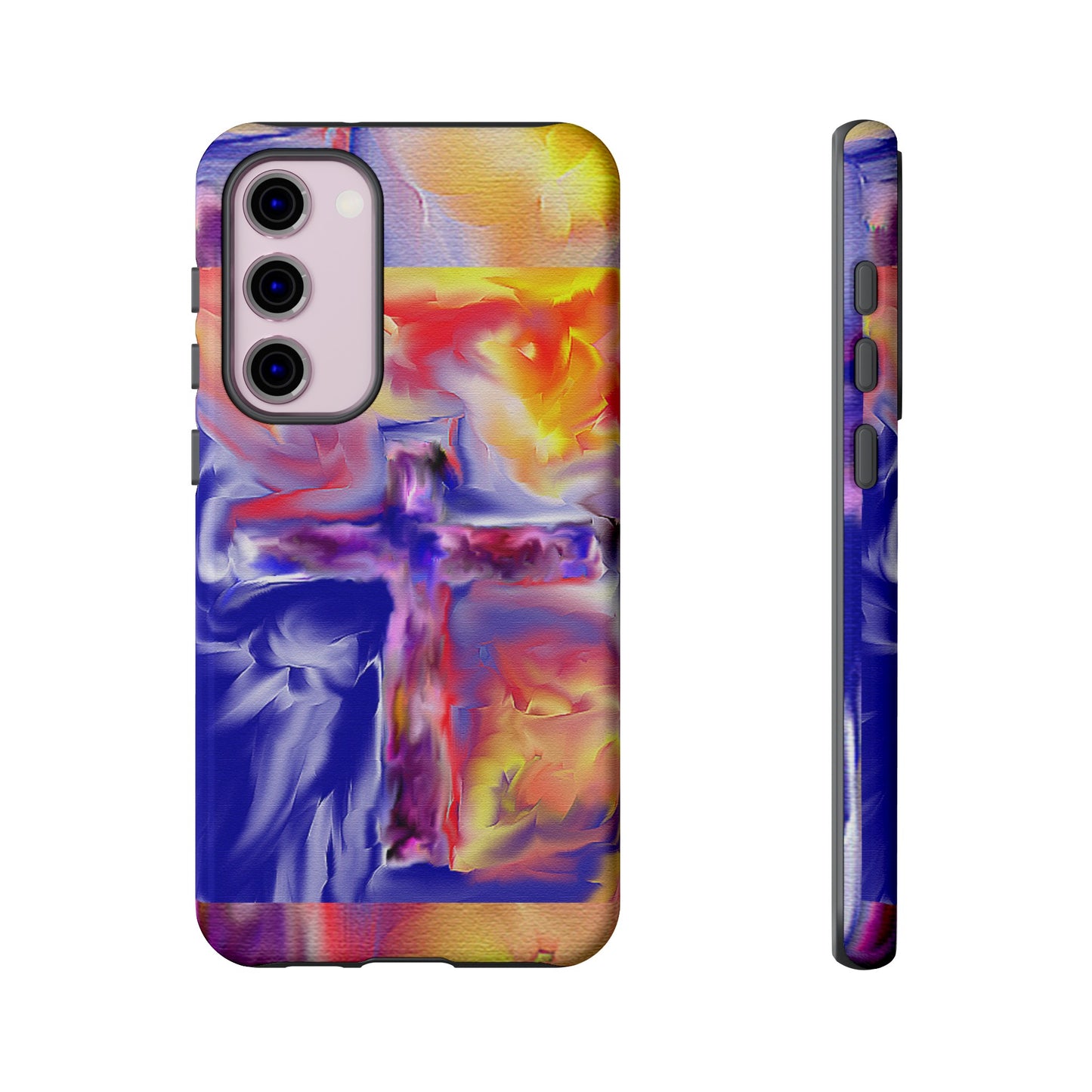 "Golden Rainbow - Divine Cross Protective Phone Case"