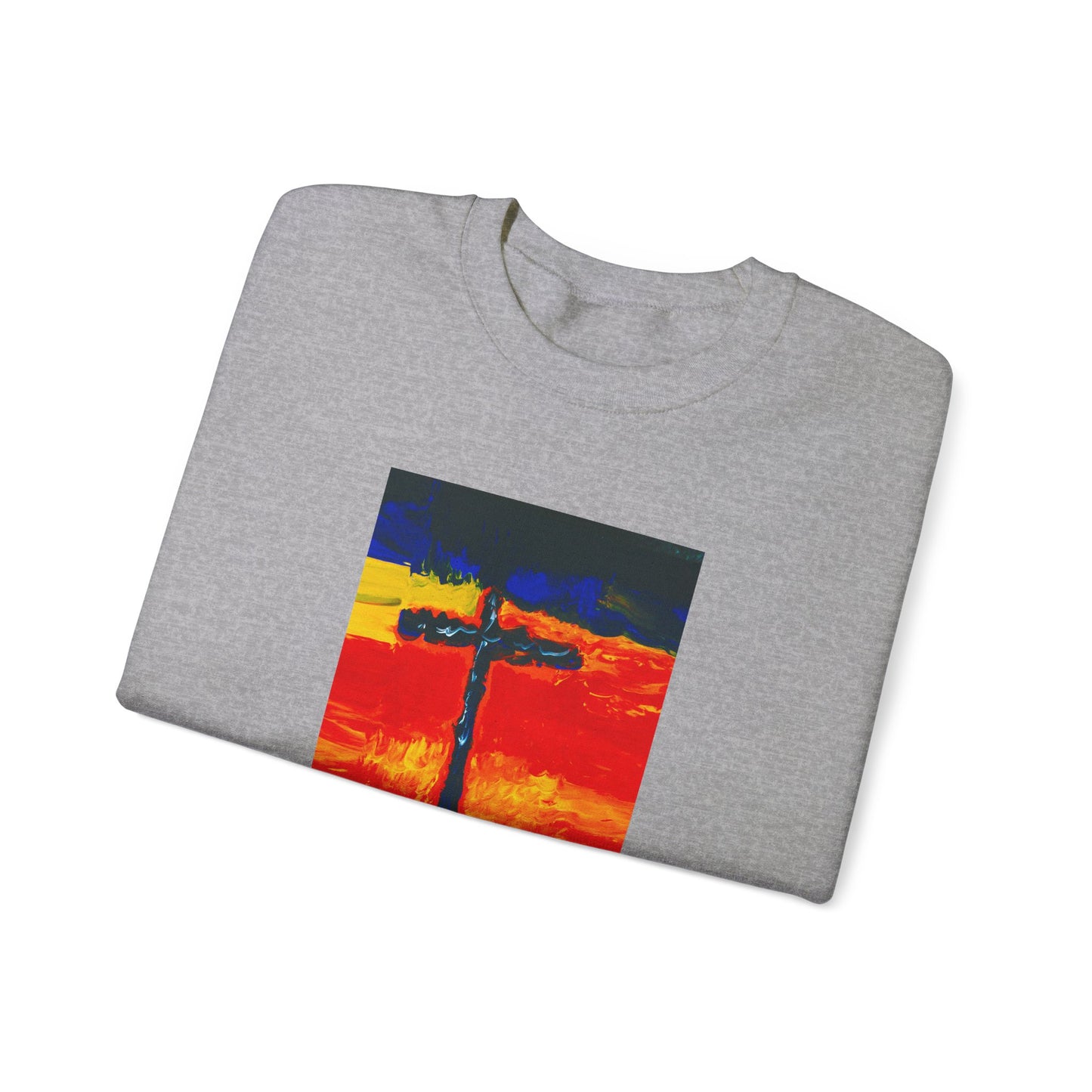 "Rainbow Warrior - Enlightened Spirit Crewneck Sweatshirt – Spiritual Cross Art Painting”