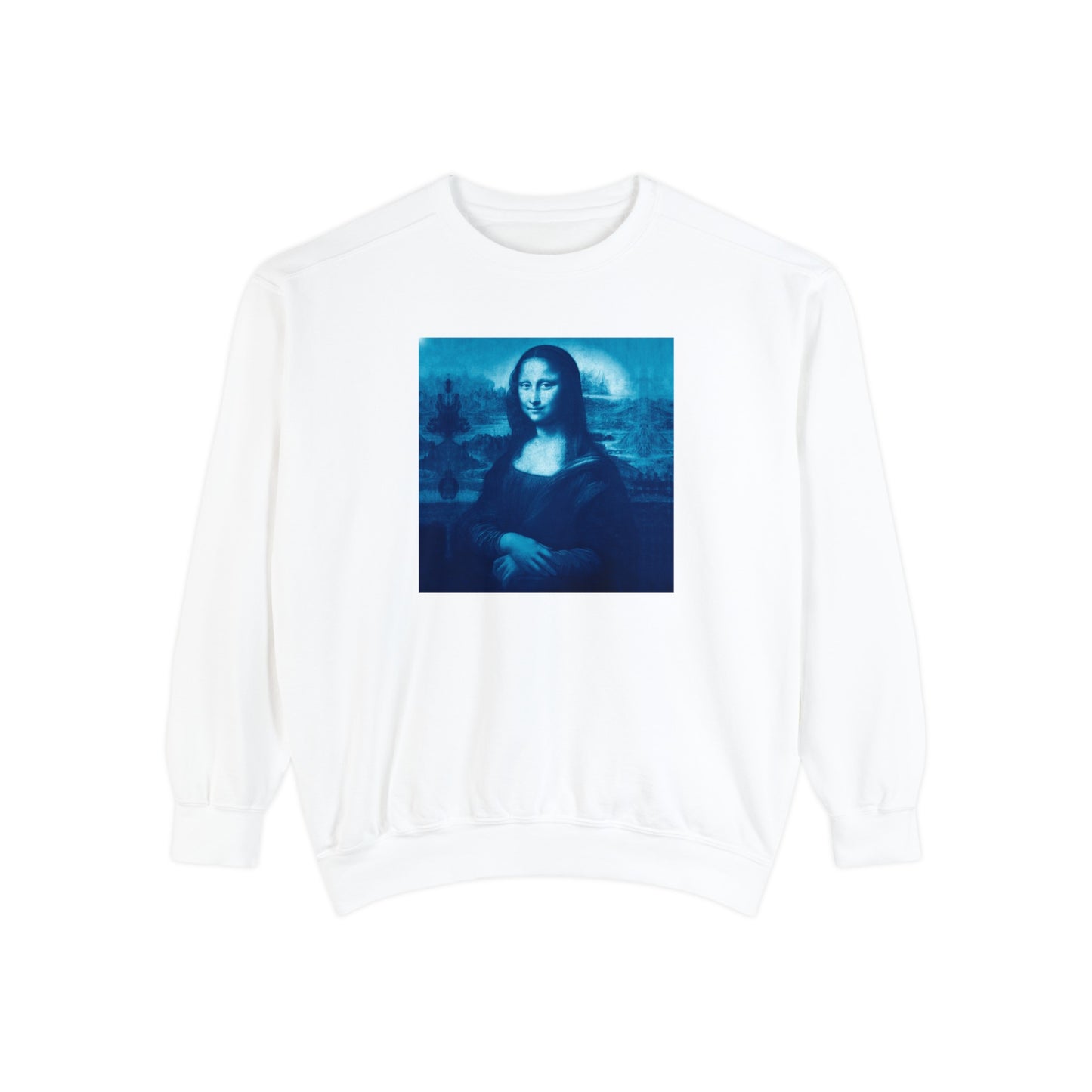 Mona Lisa (blue): Luxurious Unisex Garment-Dyed Sweatshirt