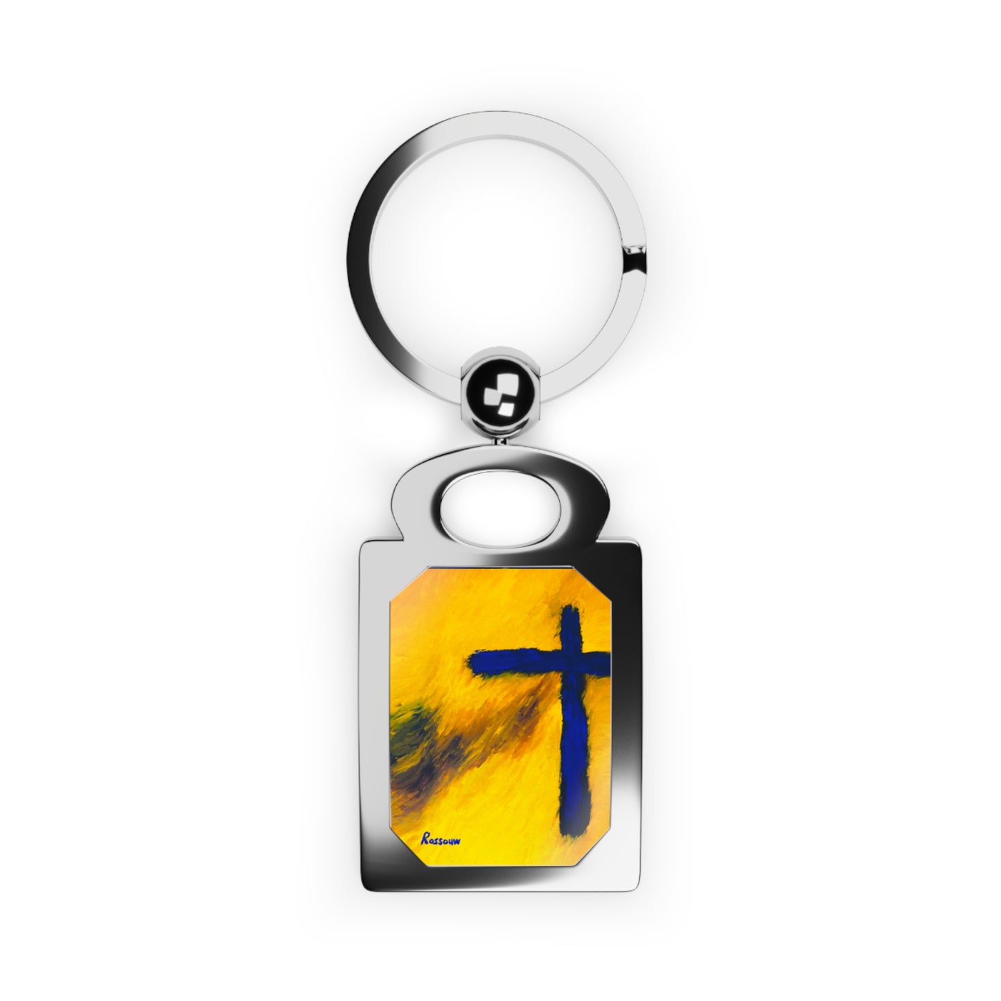 "Blue Falcon - Rectangle Photo Keyring - Cross Art"