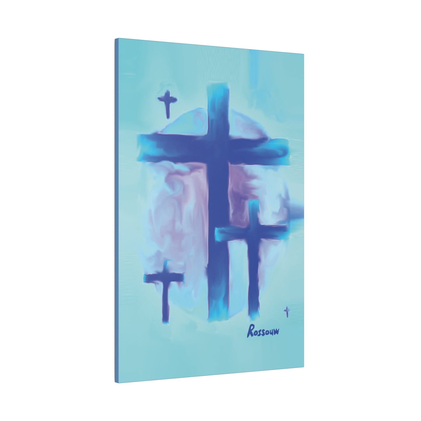 "Powerful Cross Painting - Inspirational Art by Rossouw on Matte Canvas"