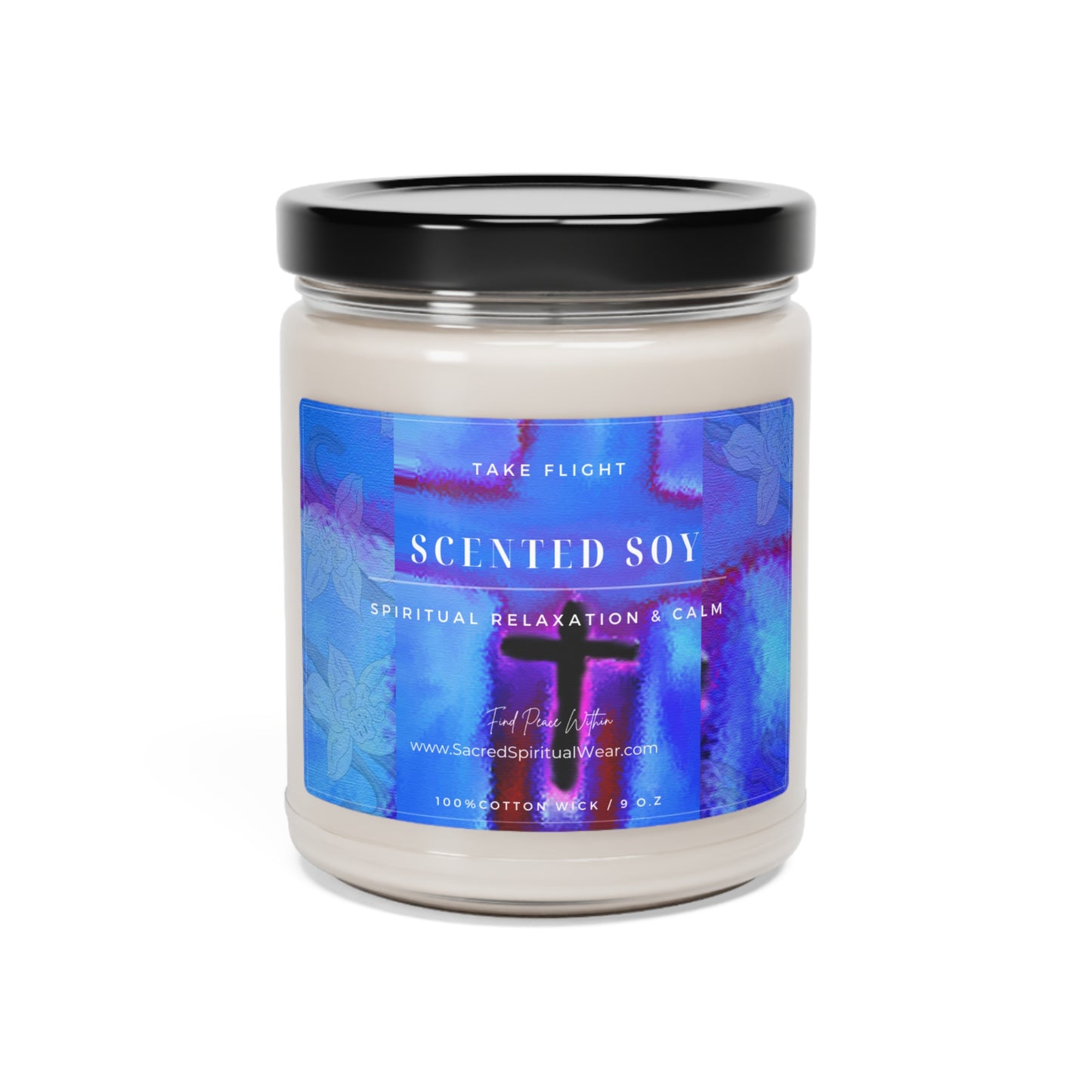 "Take Flight - Soy Scented Candles with Cross Painting"