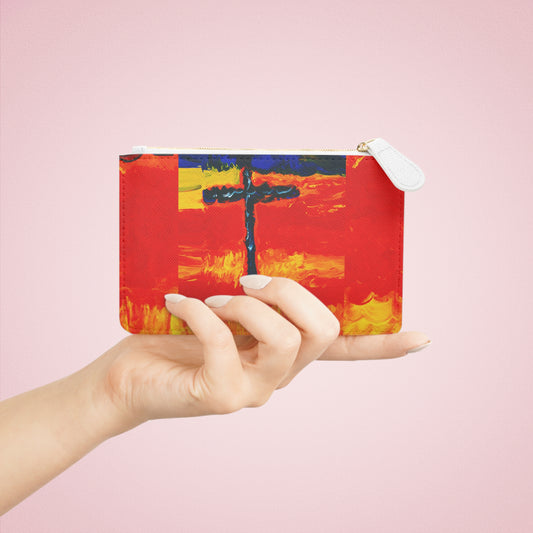 "Inspirational Mini Clutch Bag with Cross Art"