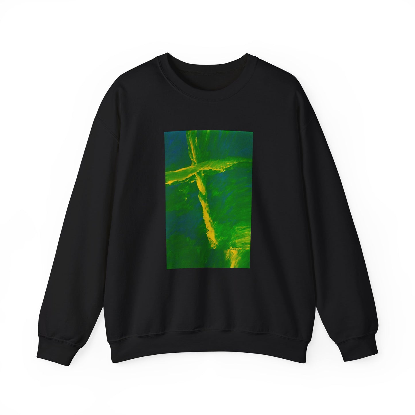 "Flight Of The Heart - Enlightened Spirit Crewneck Sweatshirt – Spiritual Cross Art Painting”