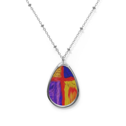 "Four Corners - Inspirational Ellipse Pendant – Spiritual Art Necklace by Rossouw"