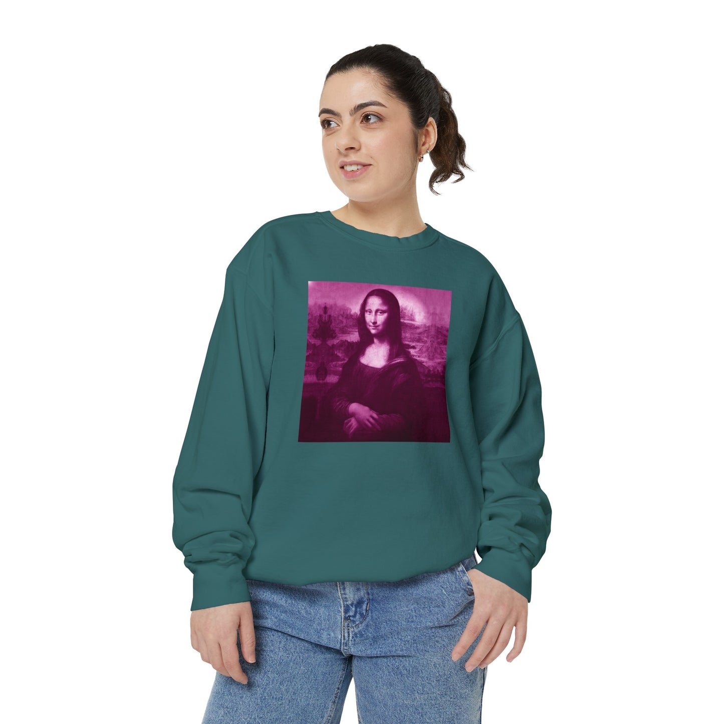 Mona Lisa (Pink): Luxurious Unisex Garment-Dyed Sweatshirt