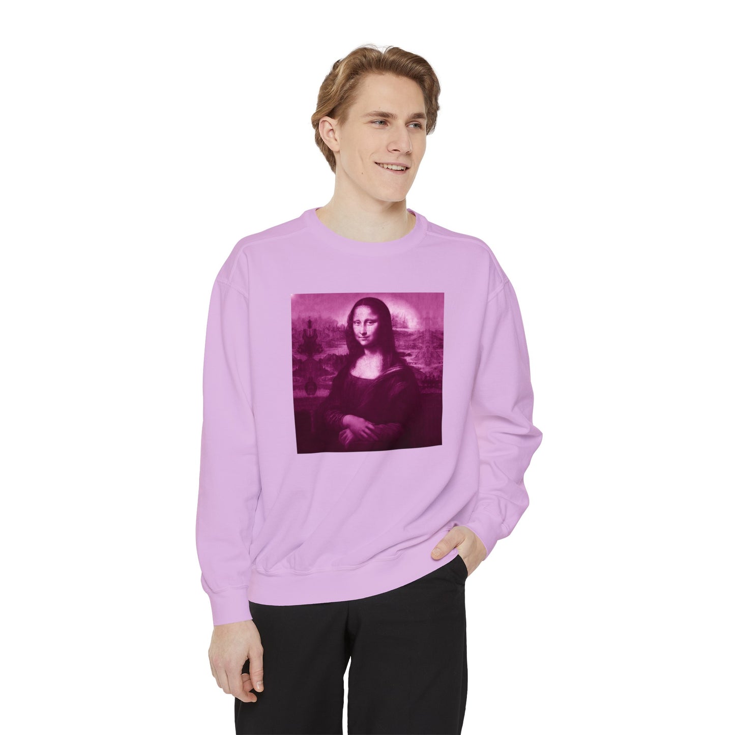 Mona Lisa (Pink): Luxurious Unisex Garment-Dyed Sweatshirt