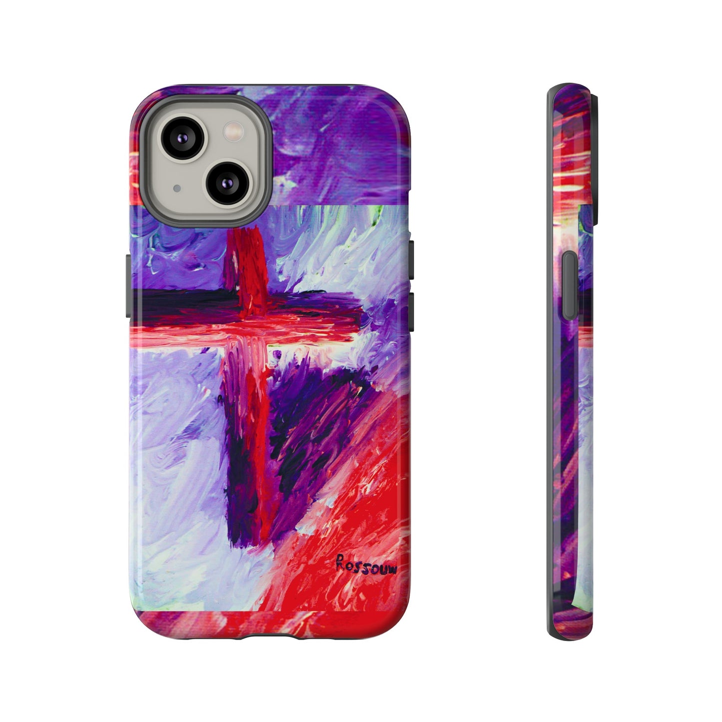 "Candy Skies - Divine Cross Protective Phone Case – Dual Layer Protection"