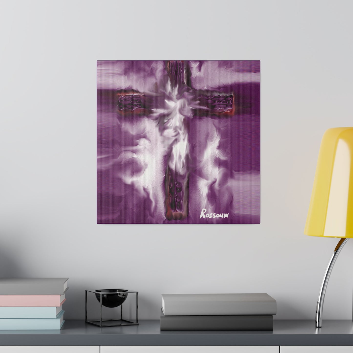 "Powerful Cross Painting - Inspirational Art by Rossouw on Matte Canvas"