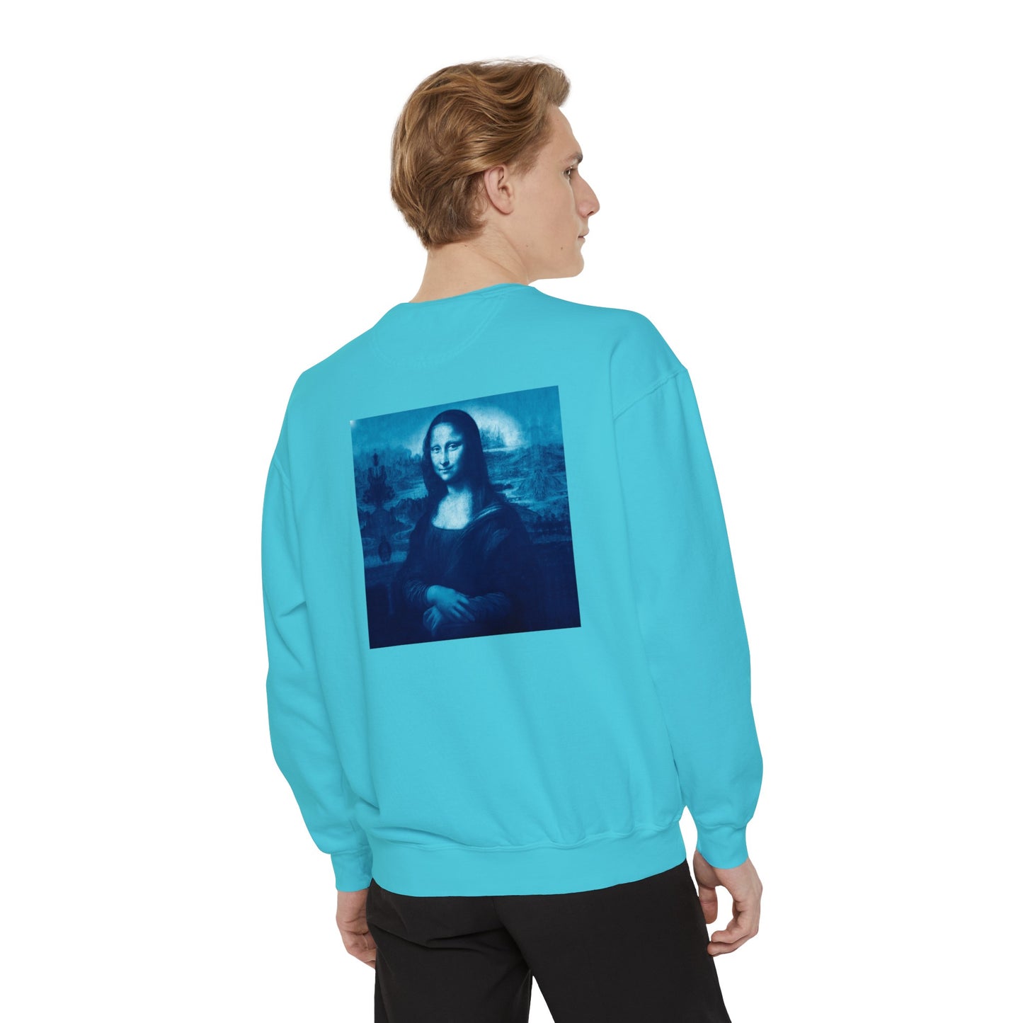 Mona Lisa (blue): Luxurious Unisex Garment-Dyed Sweatshirt