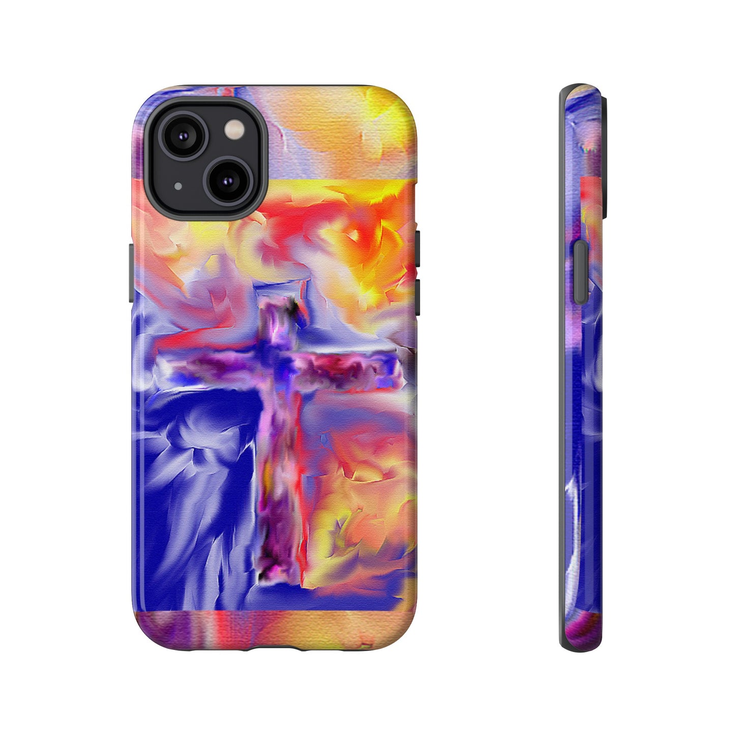 "Golden Rainbow - Divine Cross Protective Phone Case"