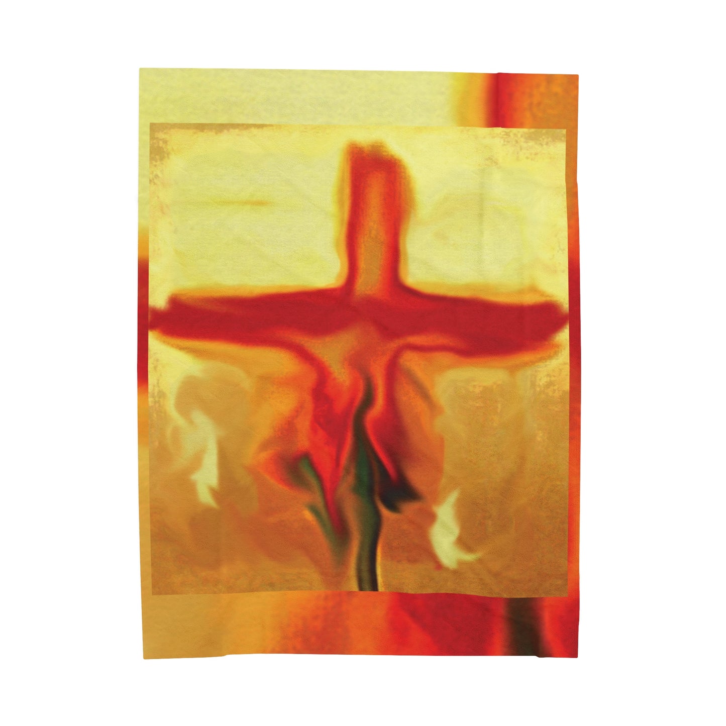 "Rose Petals - Exclusive Rossouw Art Velveteen Blanket – Powerful Cross Painting”