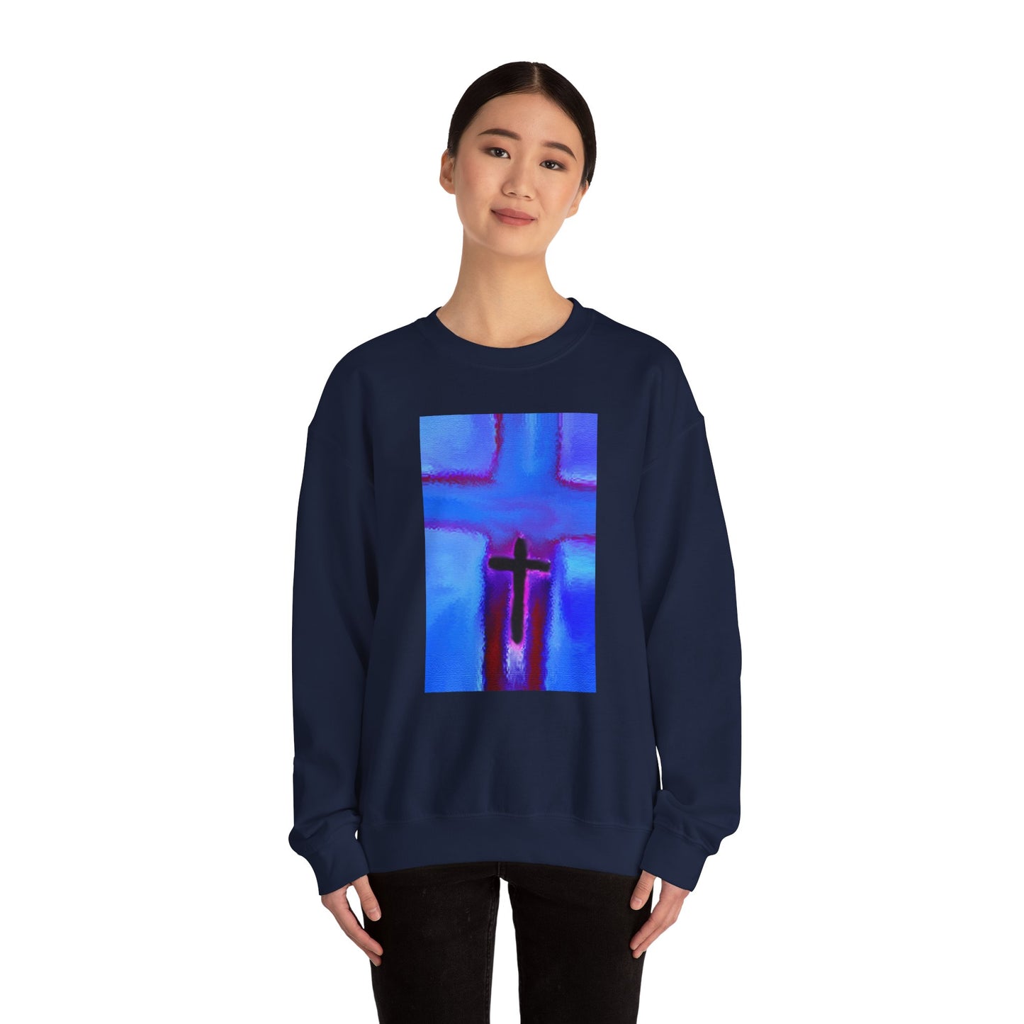 "Take Flight - Enlightened Spirit Crewneck Sweatshirt – Spiritual Cross Art Painting”