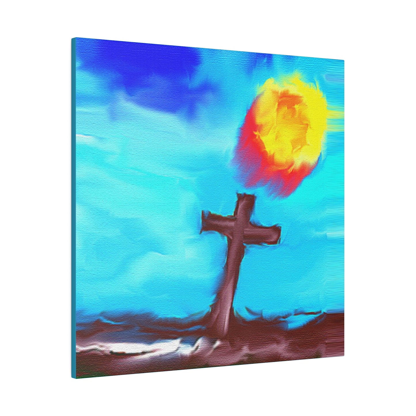 "Powerful Cross Painting - Inspirational Art by Rossouw on Matte Canvas"