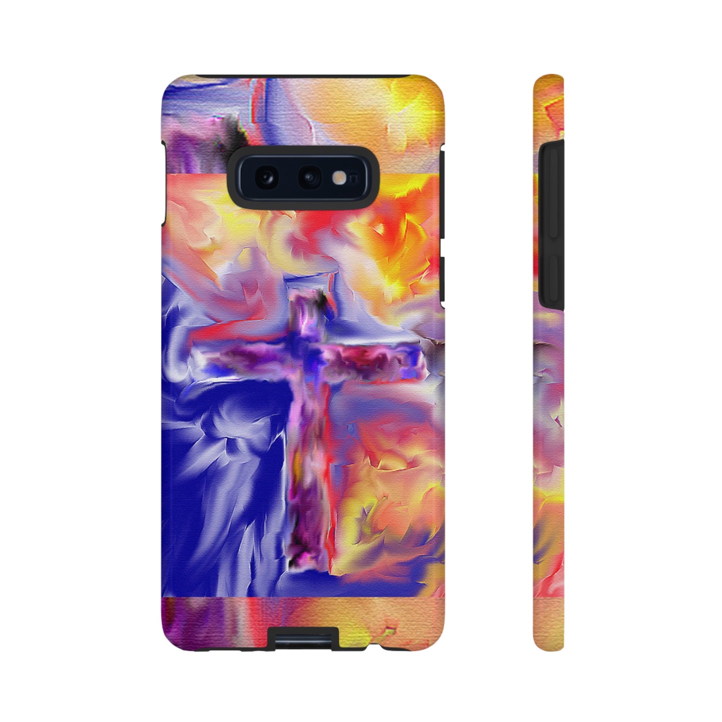 "Golden Rainbow - Divine Cross Protective Phone Case"