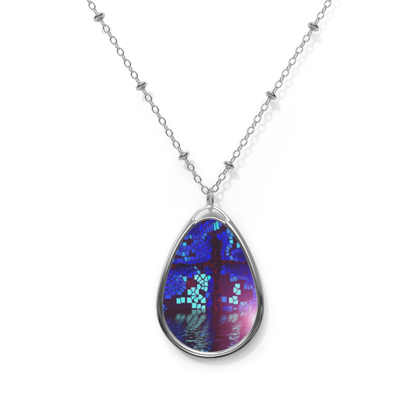 "Reflections - Inspirational Ellipse Pendant – Spiritual Art Necklace by Rossouw"