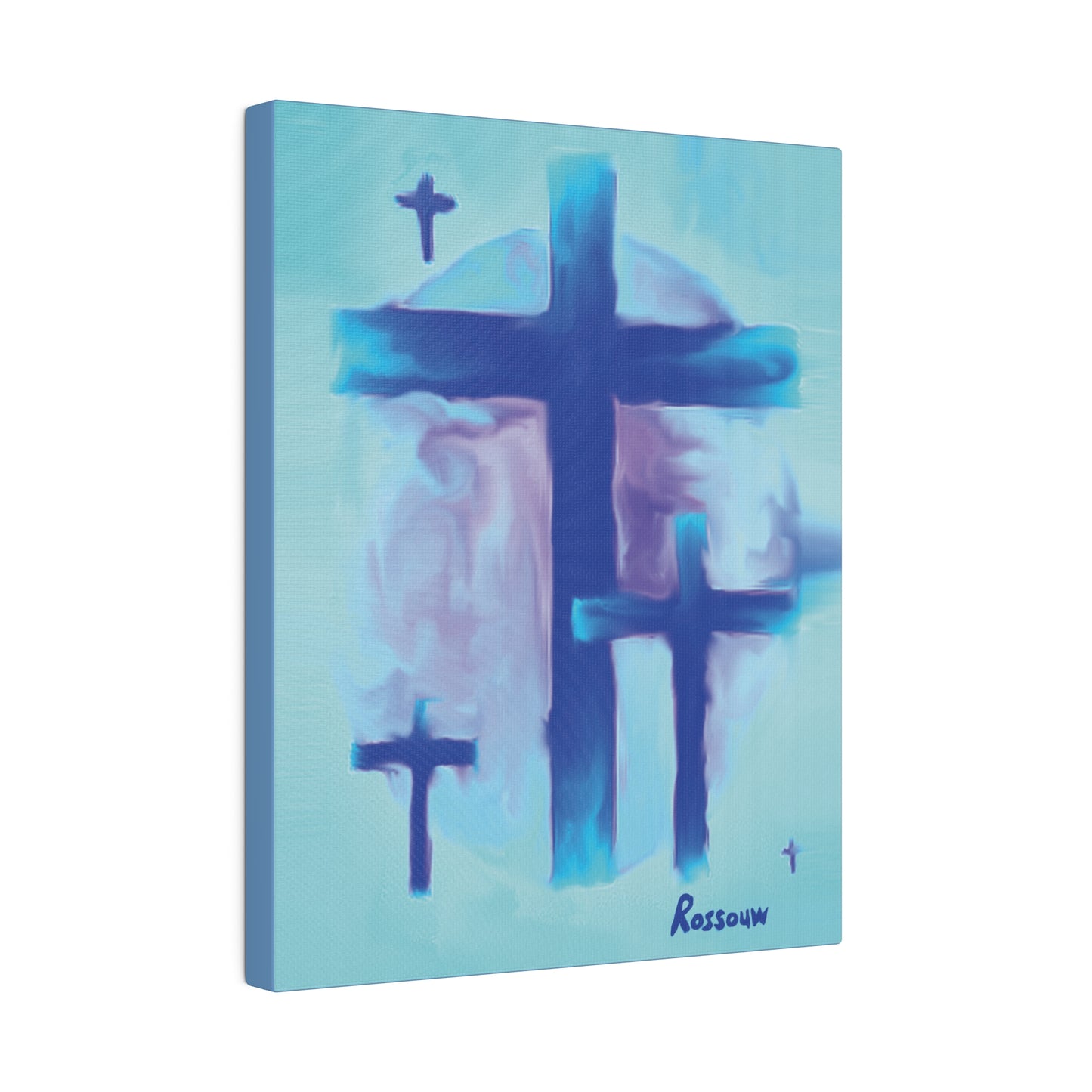 "Powerful Cross Painting - Inspirational Art by Rossouw on Matte Canvas"