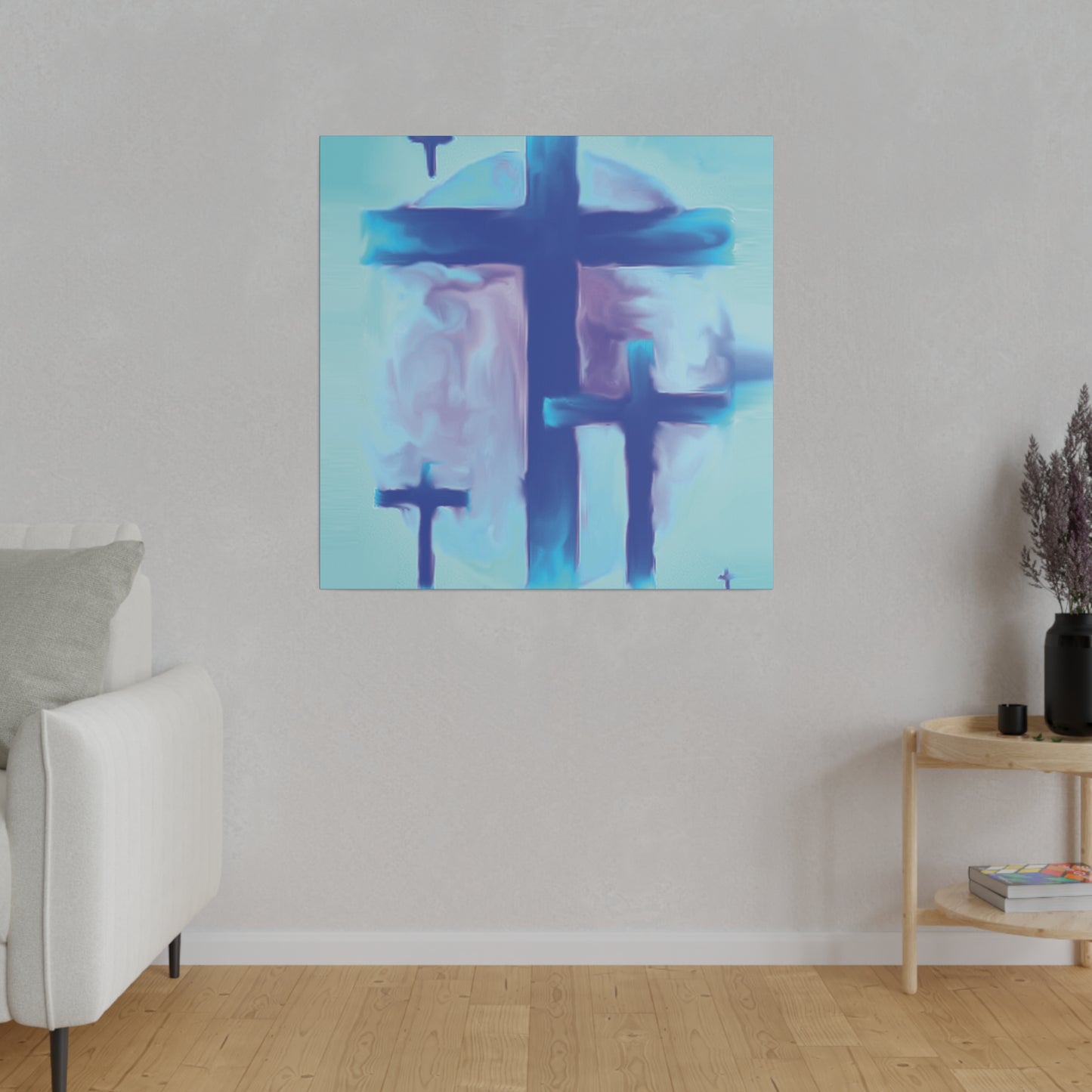 "Powerful Cross Painting - Inspirational Art by Rossouw on Matte Canvas"