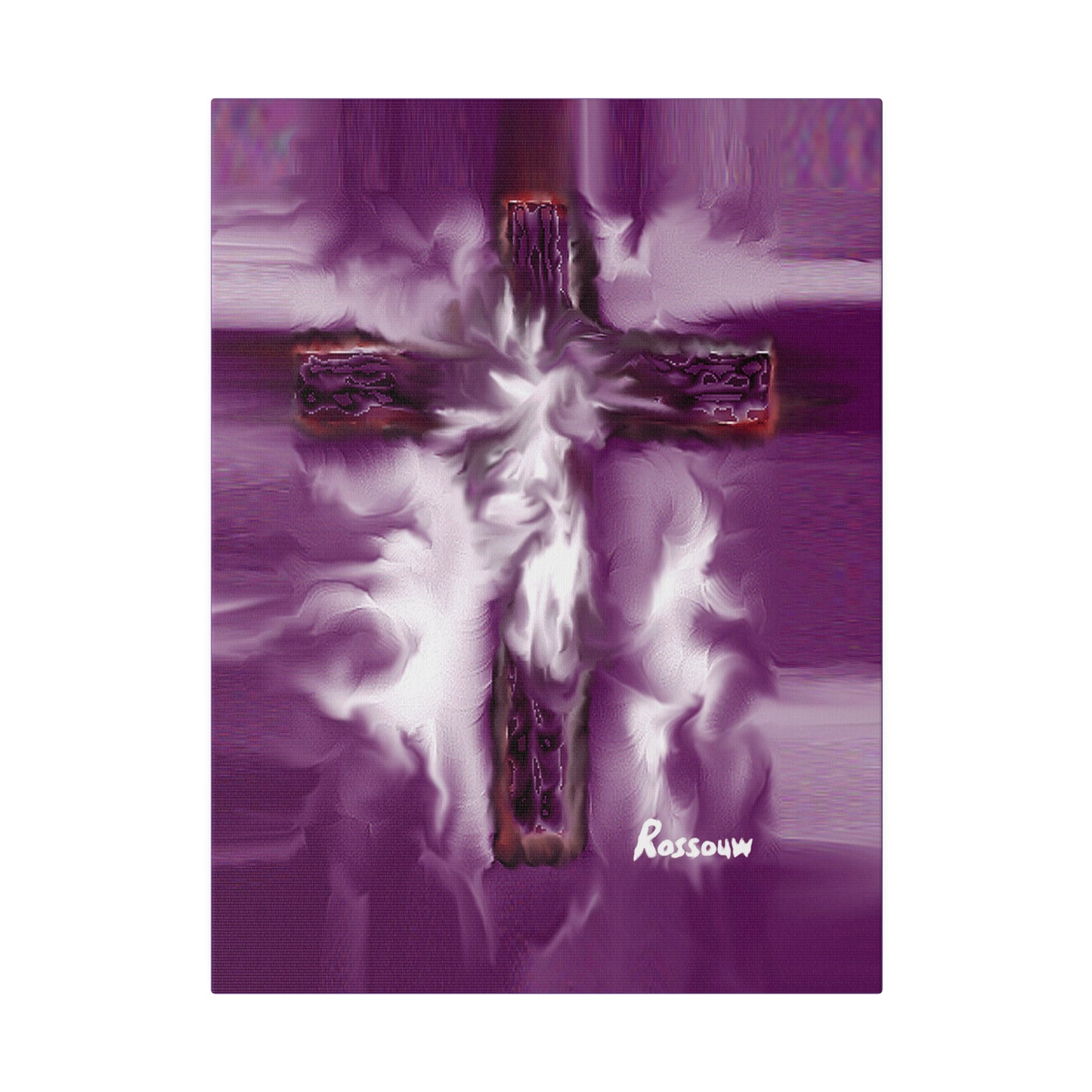 "Powerful Cross Painting - Inspirational Art by Rossouw on Matte Canvas"