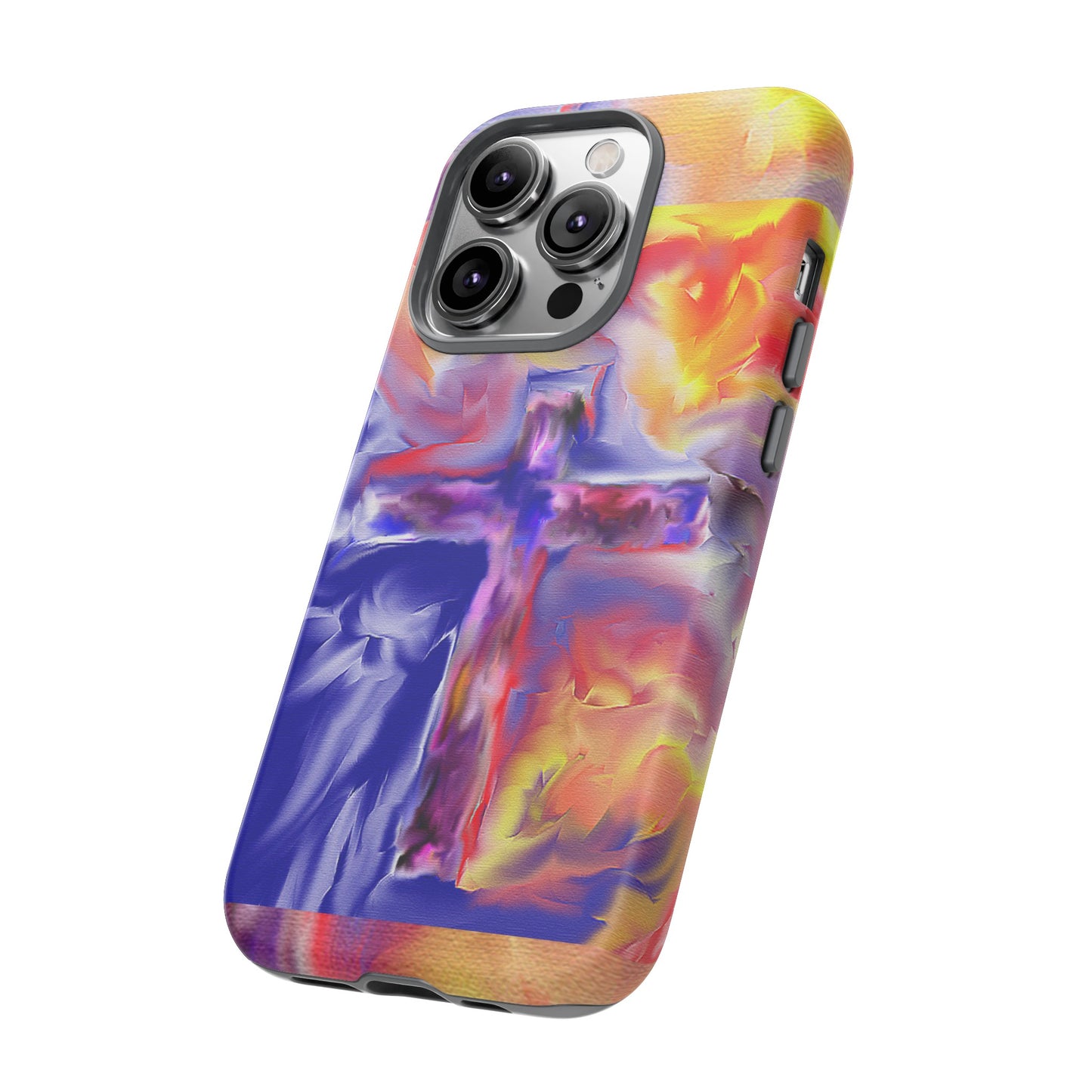 "Golden Rainbow - Divine Cross Protective Phone Case"