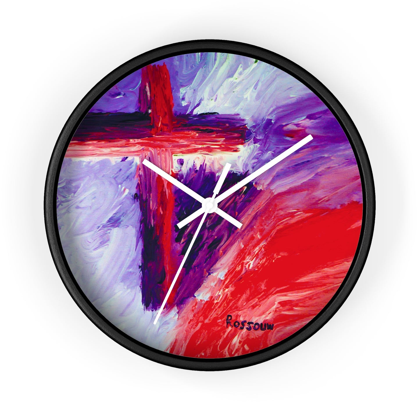 “Candy Skies - Inspirational Cross Art Wall Clock by Rossouw"