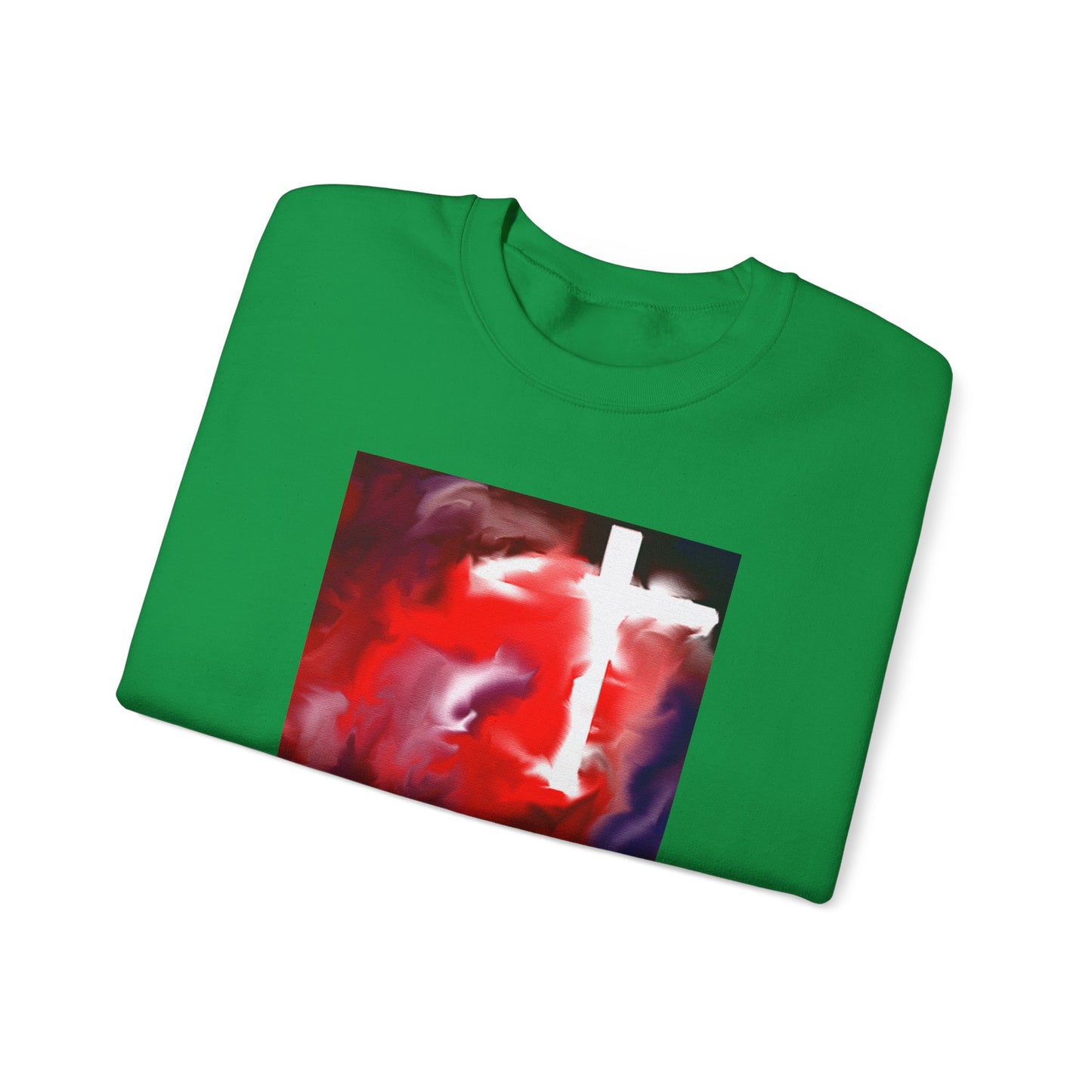 "Above The Light - Enlightened Spirit Crewneck Sweatshirt – Spiritual Cross Art Painting”