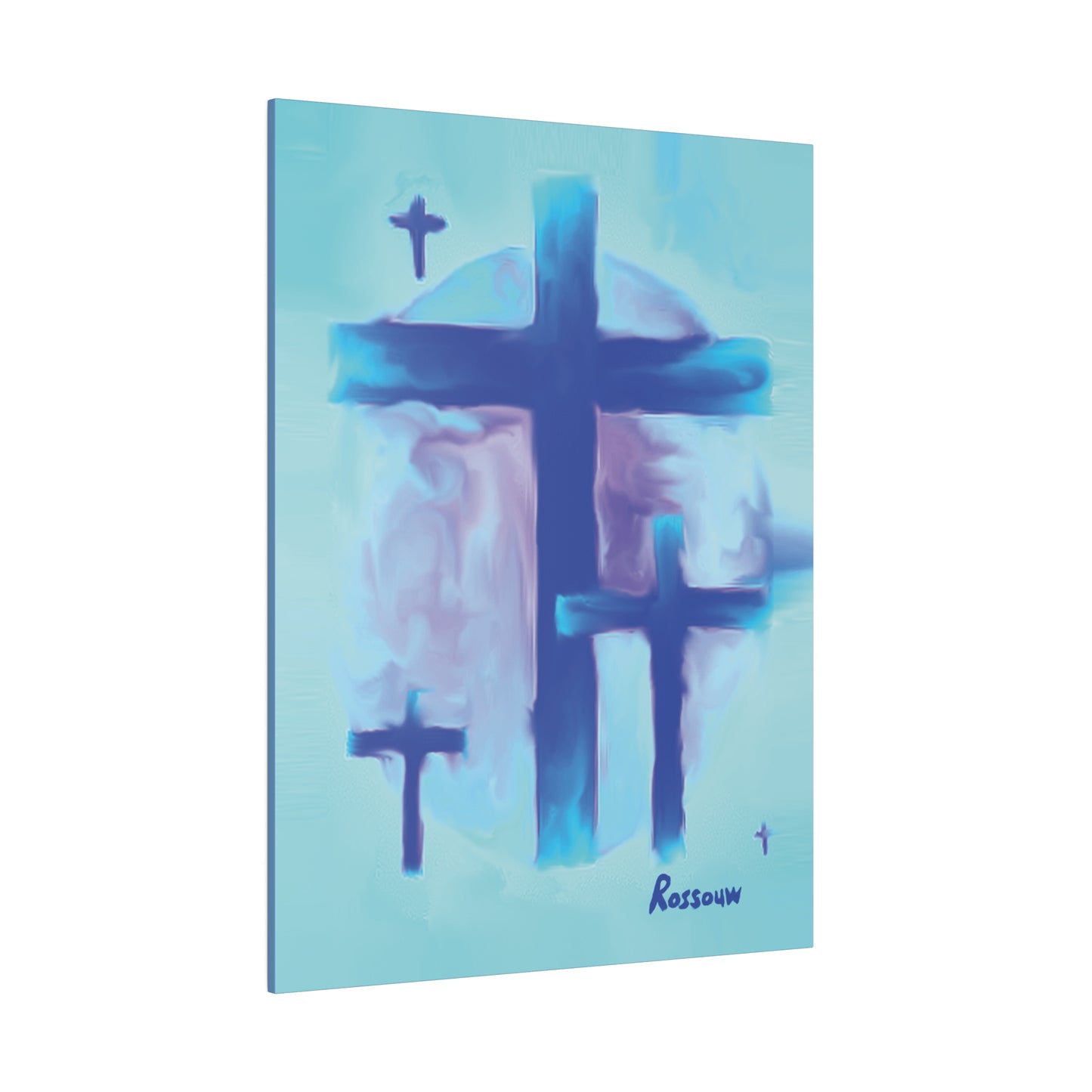 "Powerful Cross Painting - Inspirational Art by Rossouw on Matte Canvas"