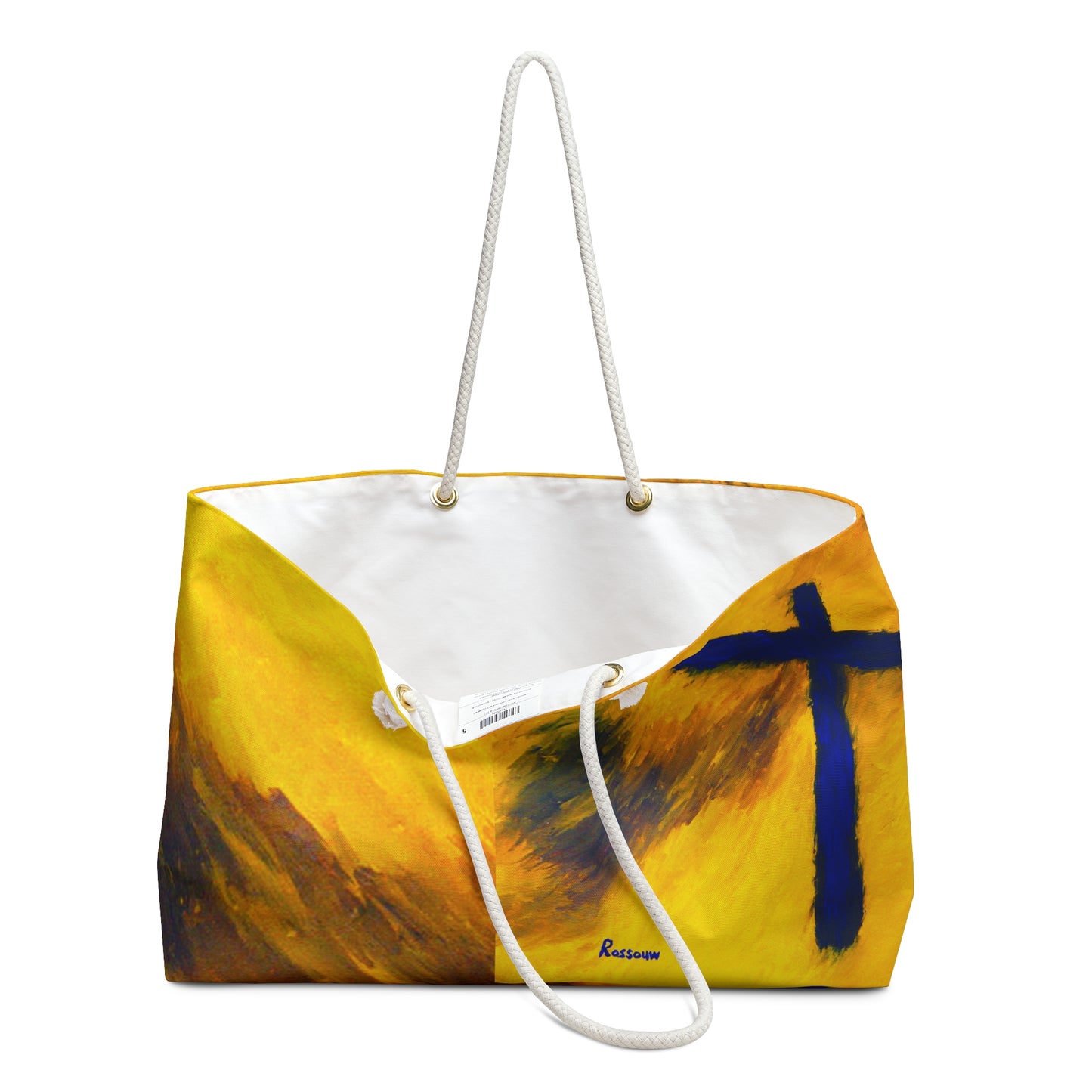 "Blue Falcon - Faith Art Weekender Tote Bag – Yoga, Workouts, and Travel"