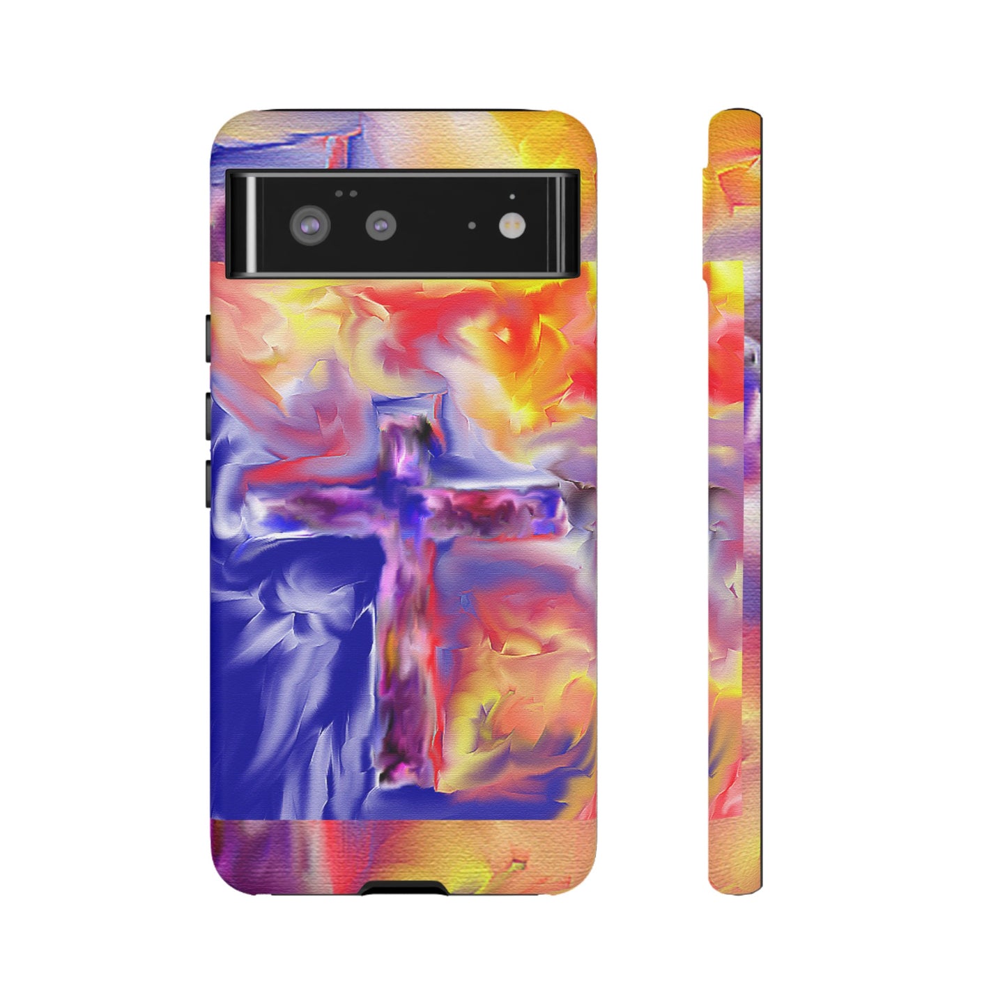 "Golden Rainbow - Divine Cross Protective Phone Case"