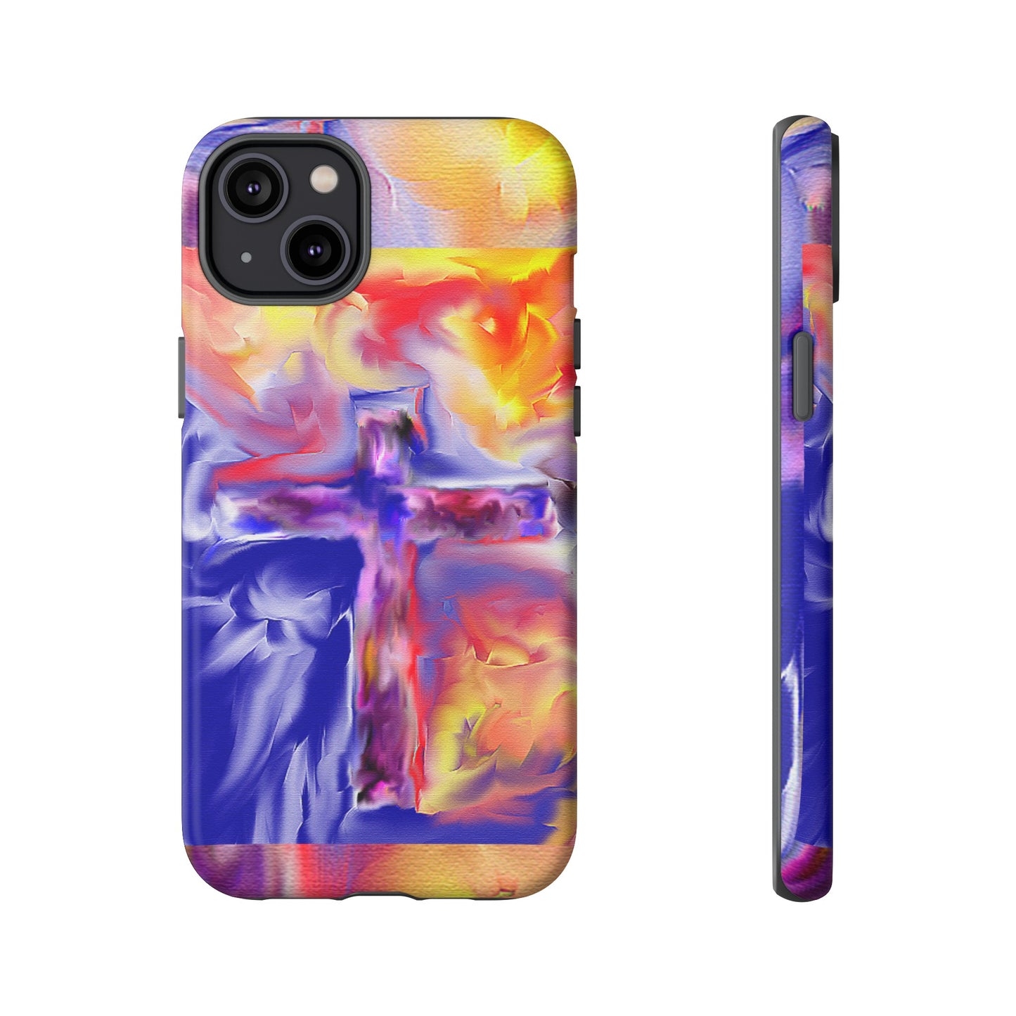 "Golden Rainbow - Divine Cross Protective Phone Case"