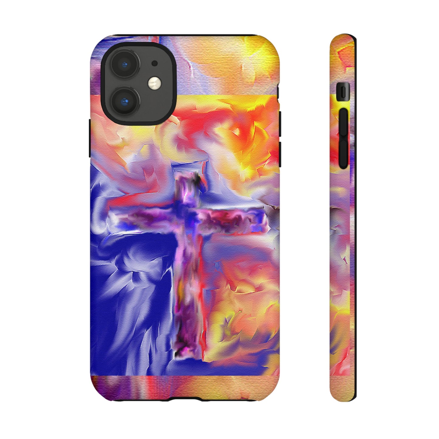 "Golden Rainbow - Divine Cross Protective Phone Case"