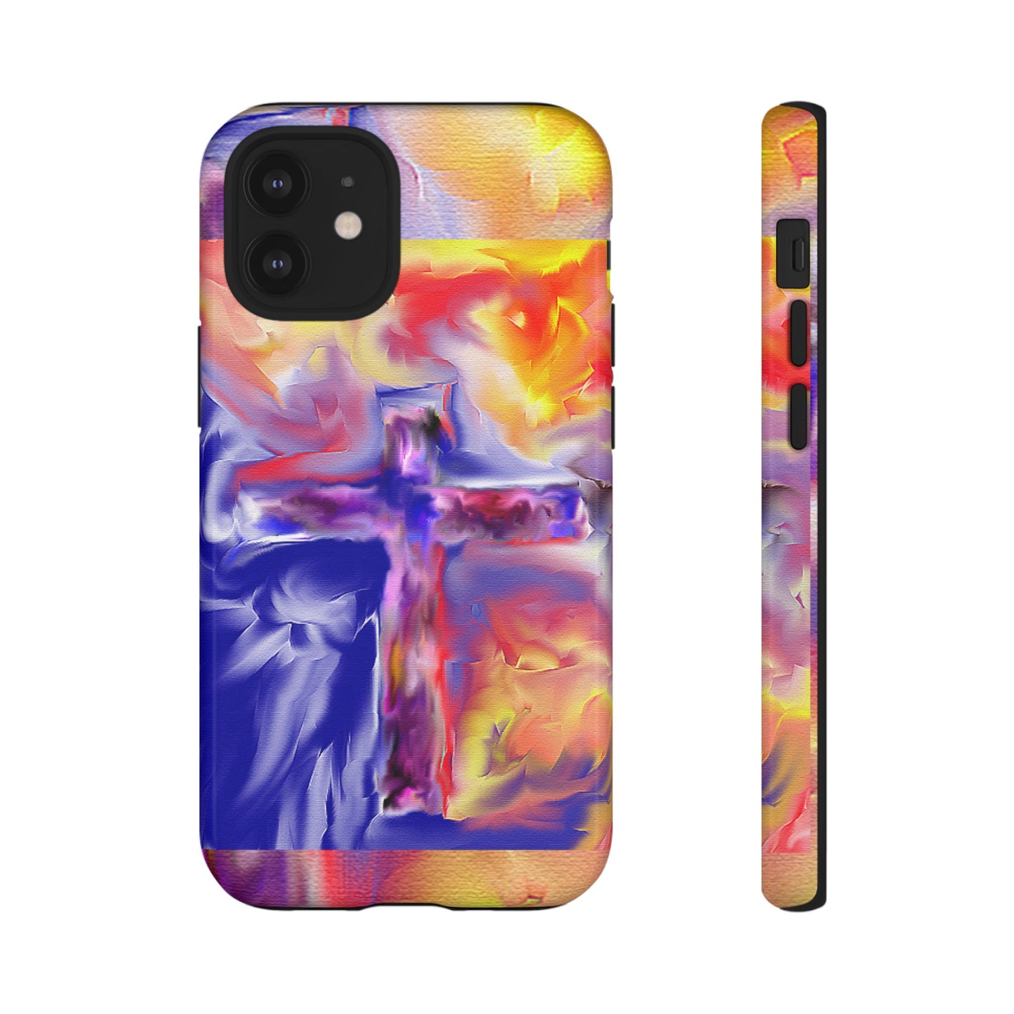 "Golden Rainbow - Divine Cross Protective Phone Case"