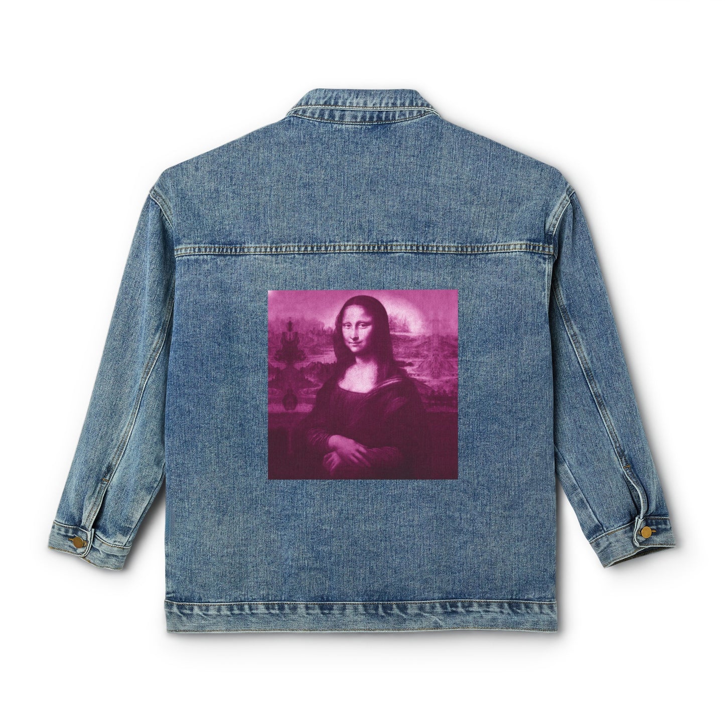 Mona Lisa Women's Denim Jacket: Oversized with Artistic Flair