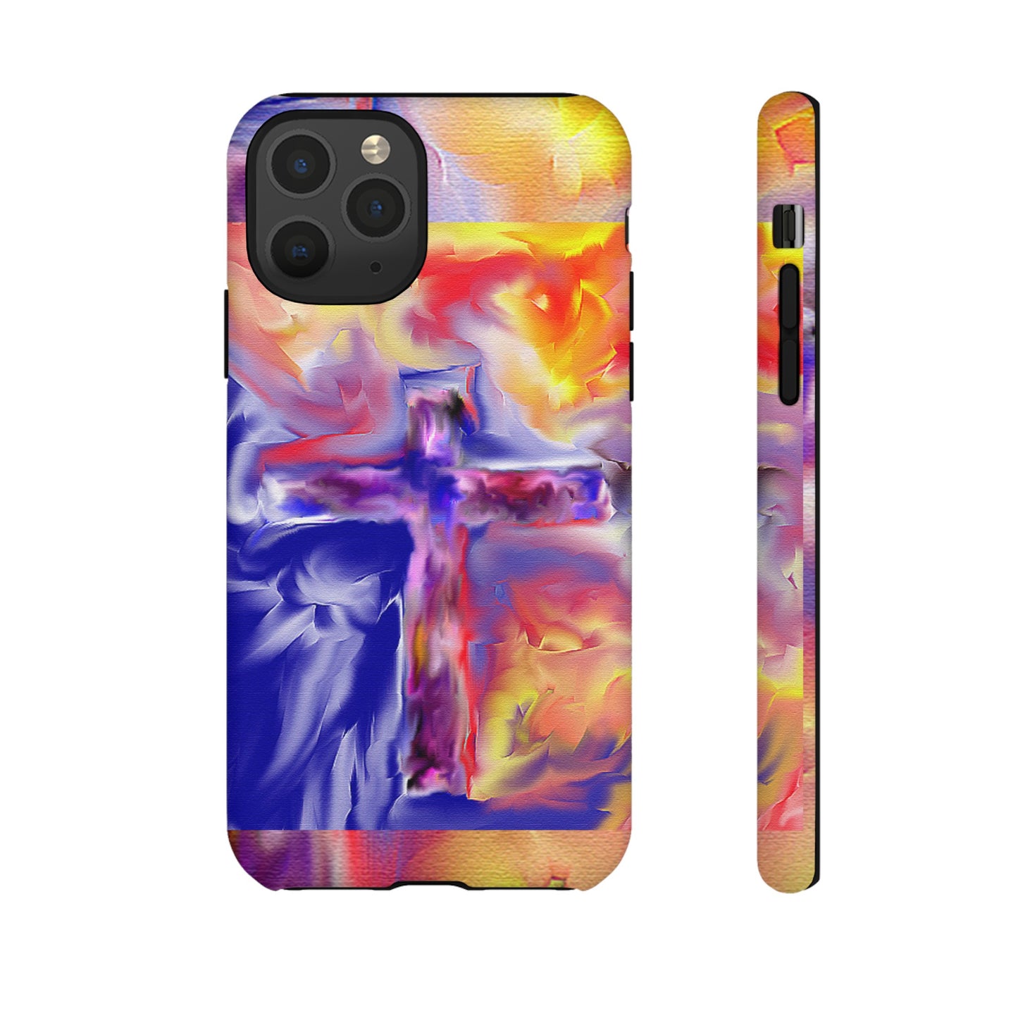 "Golden Rainbow - Divine Cross Protective Phone Case"