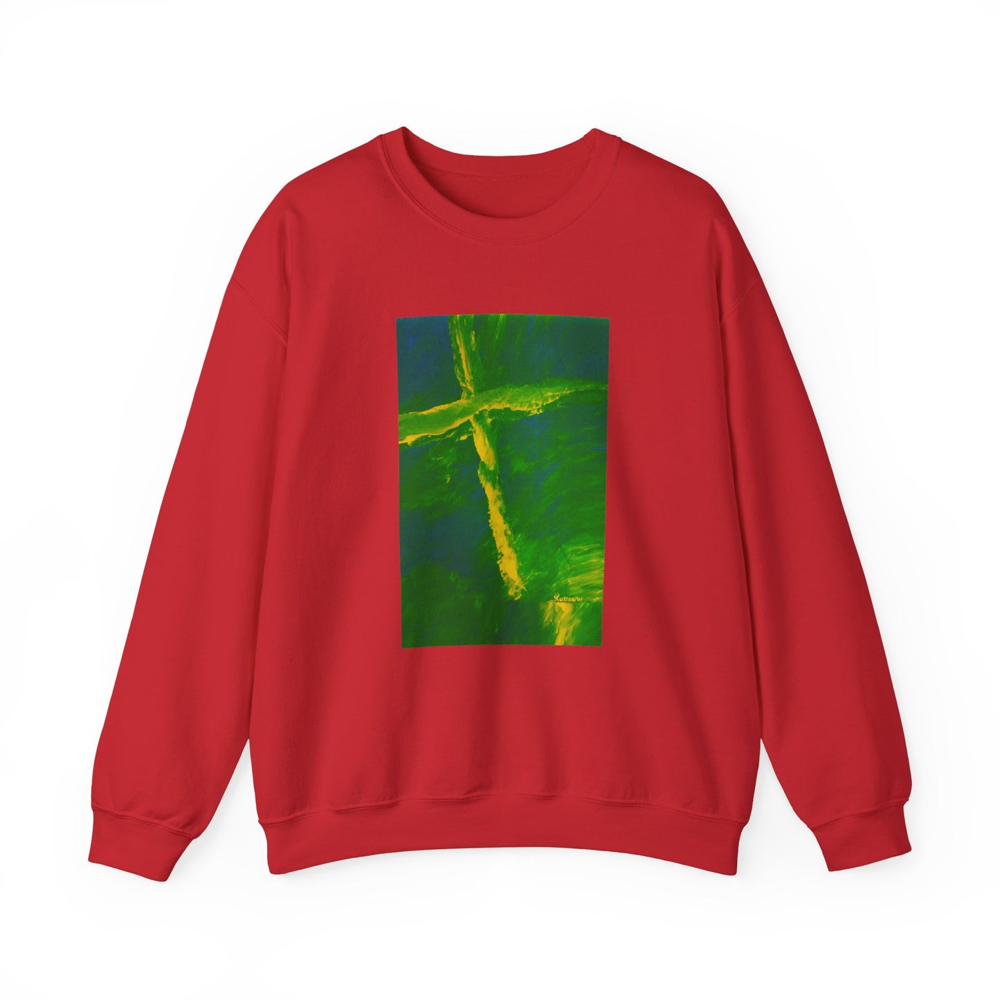 "Flight Of The Heart - Enlightened Spirit Crewneck Sweatshirt – Spiritual Cross Art Painting”