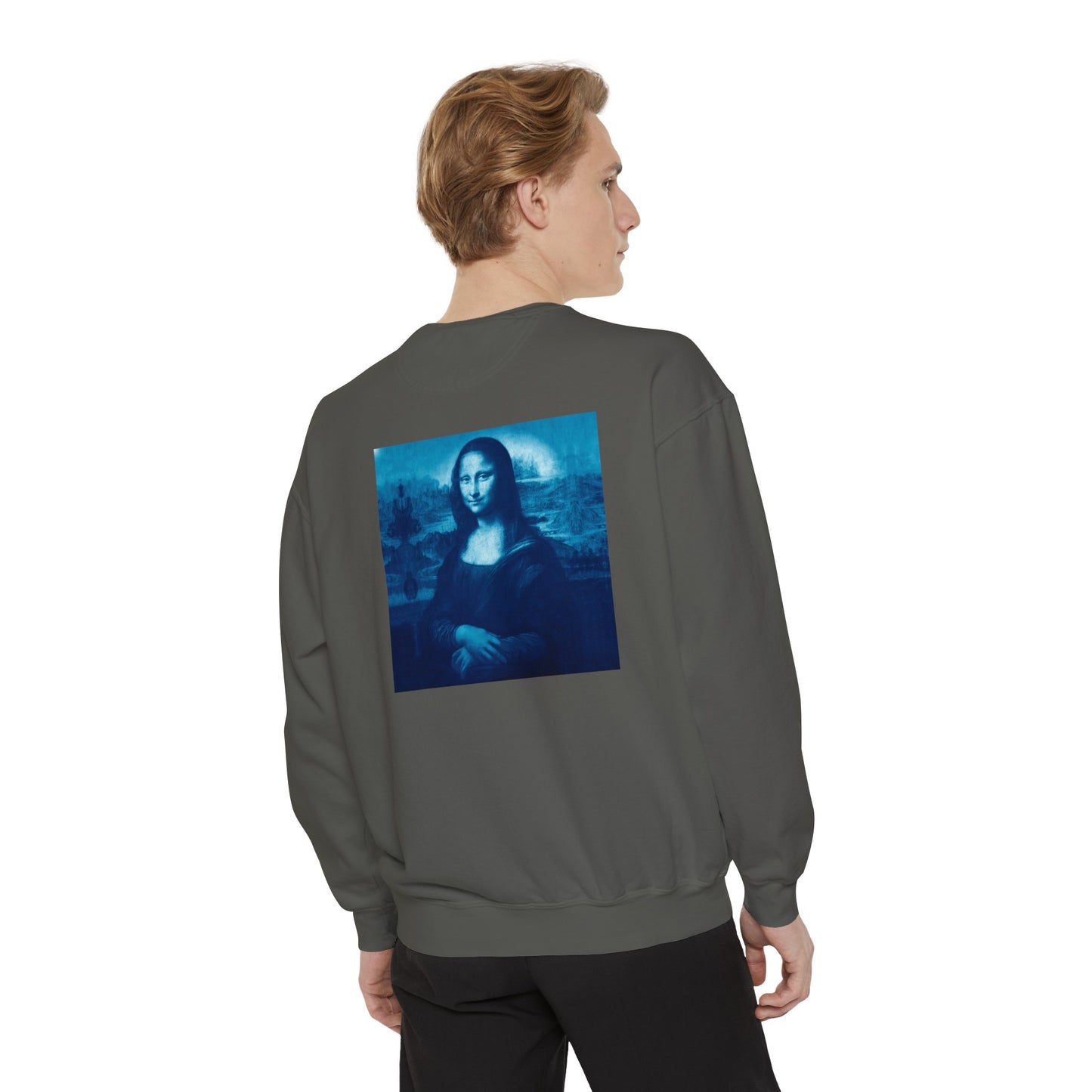 Mona Lisa (blue): Luxurious Unisex Garment-Dyed Sweatshirt