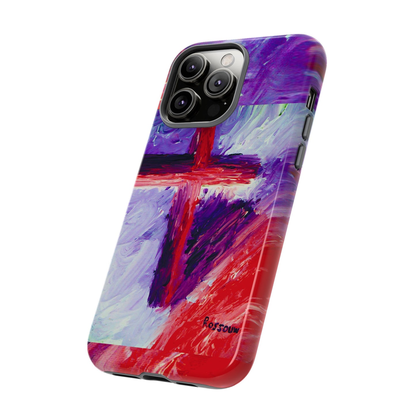 "Candy Skies - Divine Cross Protective Phone Case – Dual Layer Protection"