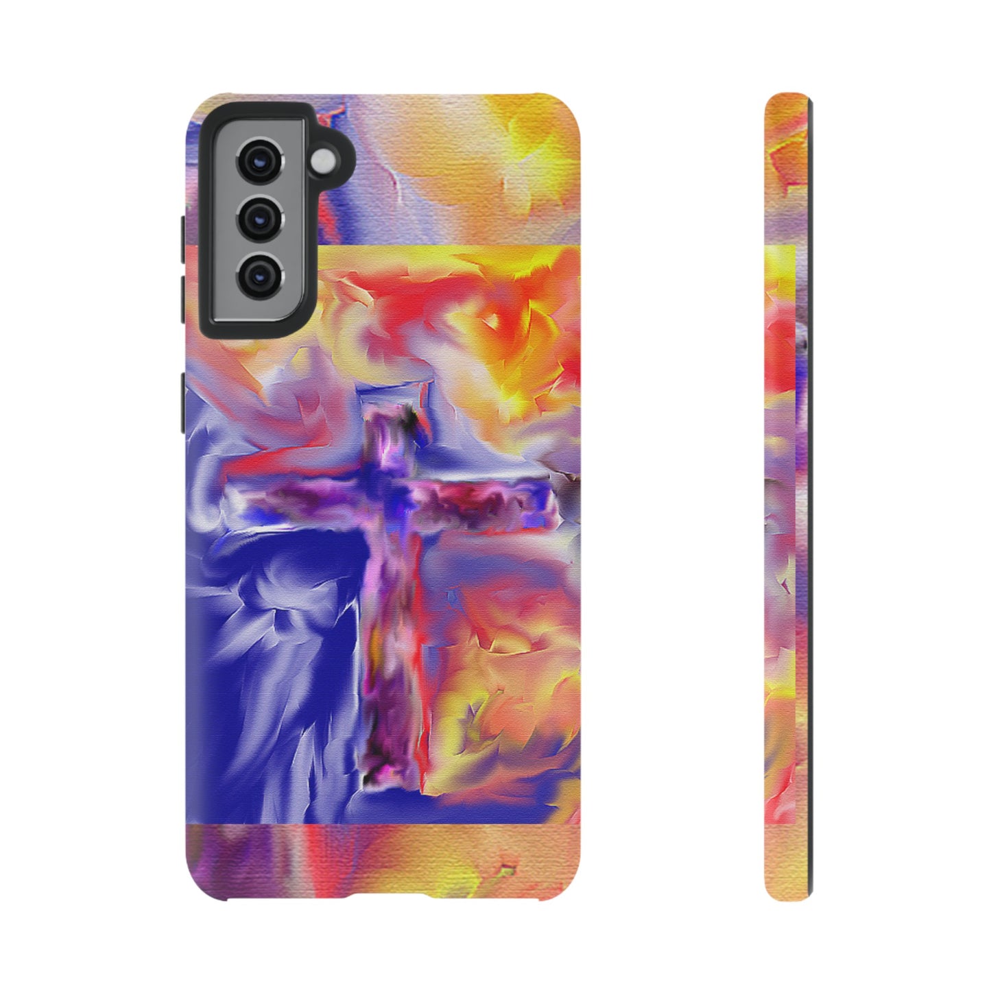 "Golden Rainbow - Divine Cross Protective Phone Case"